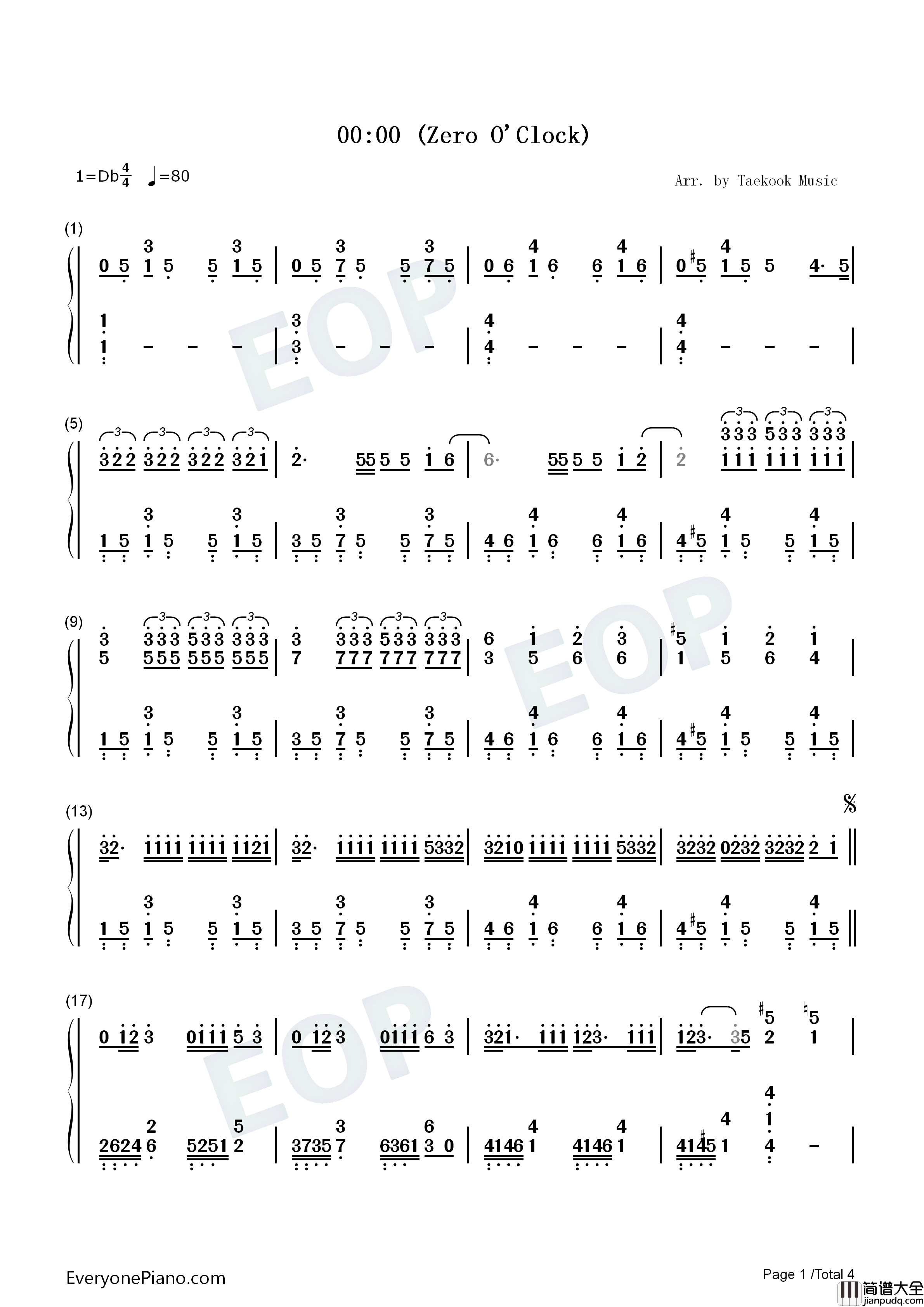 00_00钢琴简谱_防弹少年团演唱