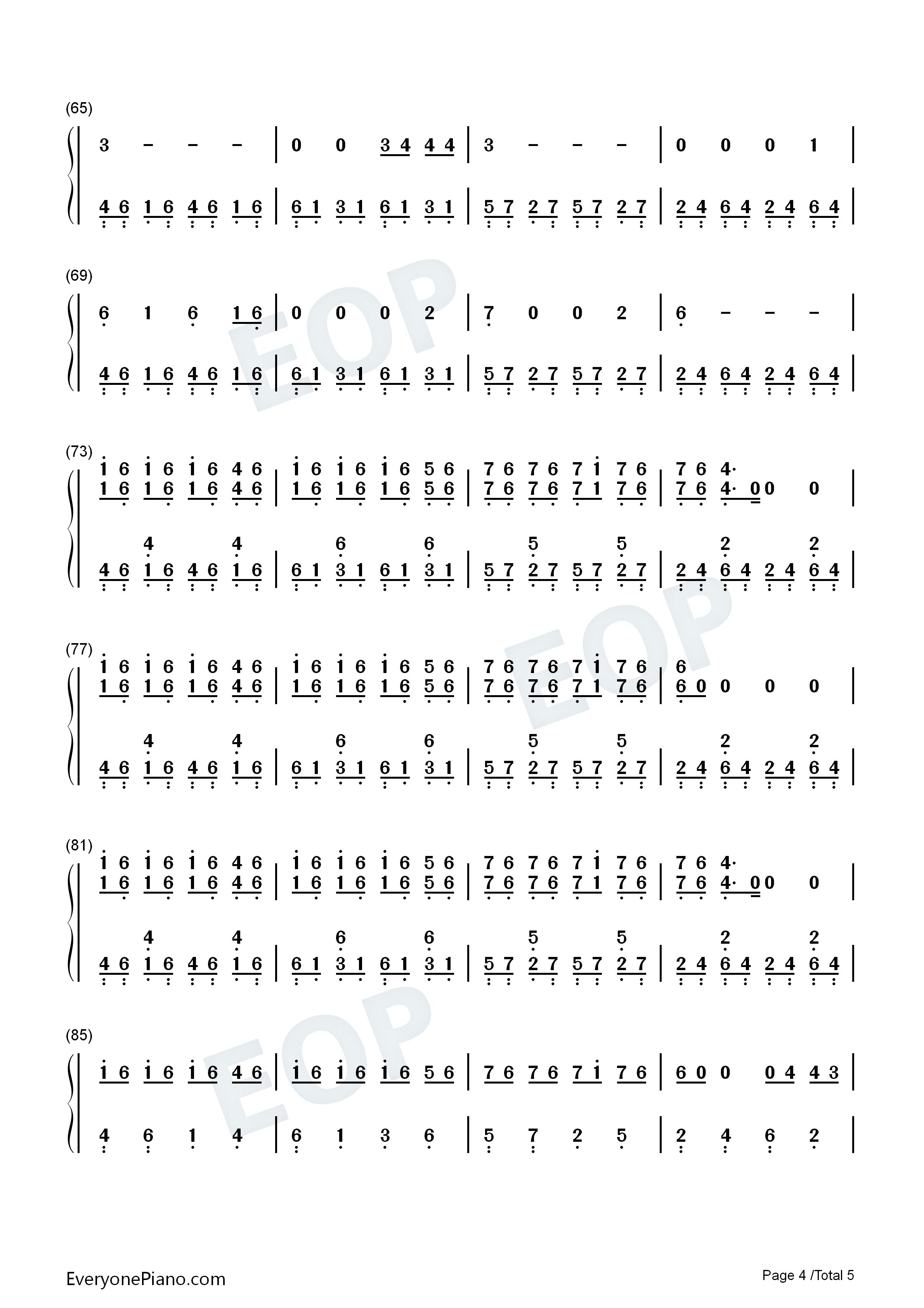 True_Blue钢琴简谱_Billie_Eilish演唱