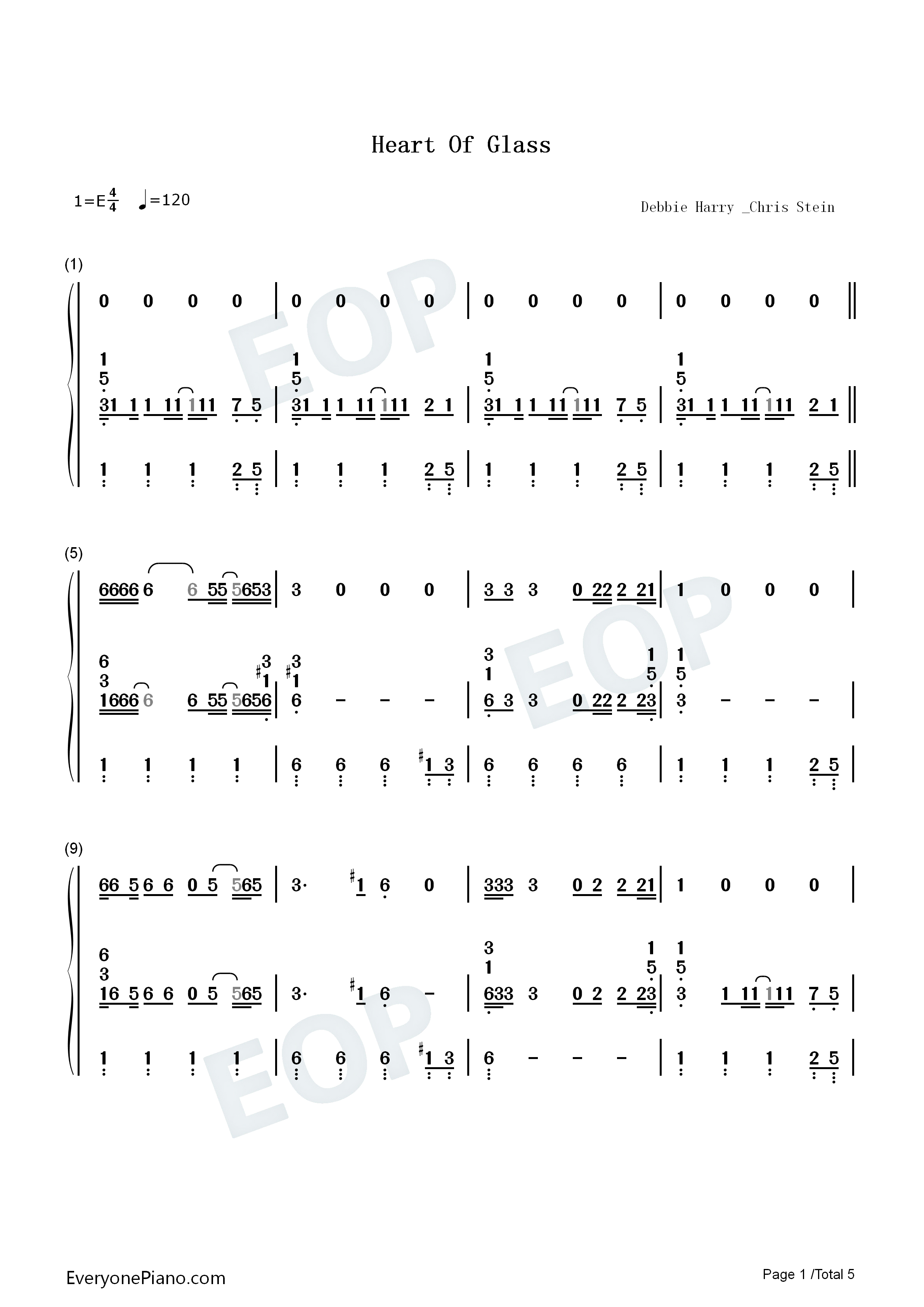 Heart_of_Glass钢琴简谱_Miley_Cyrus_Blondie演唱