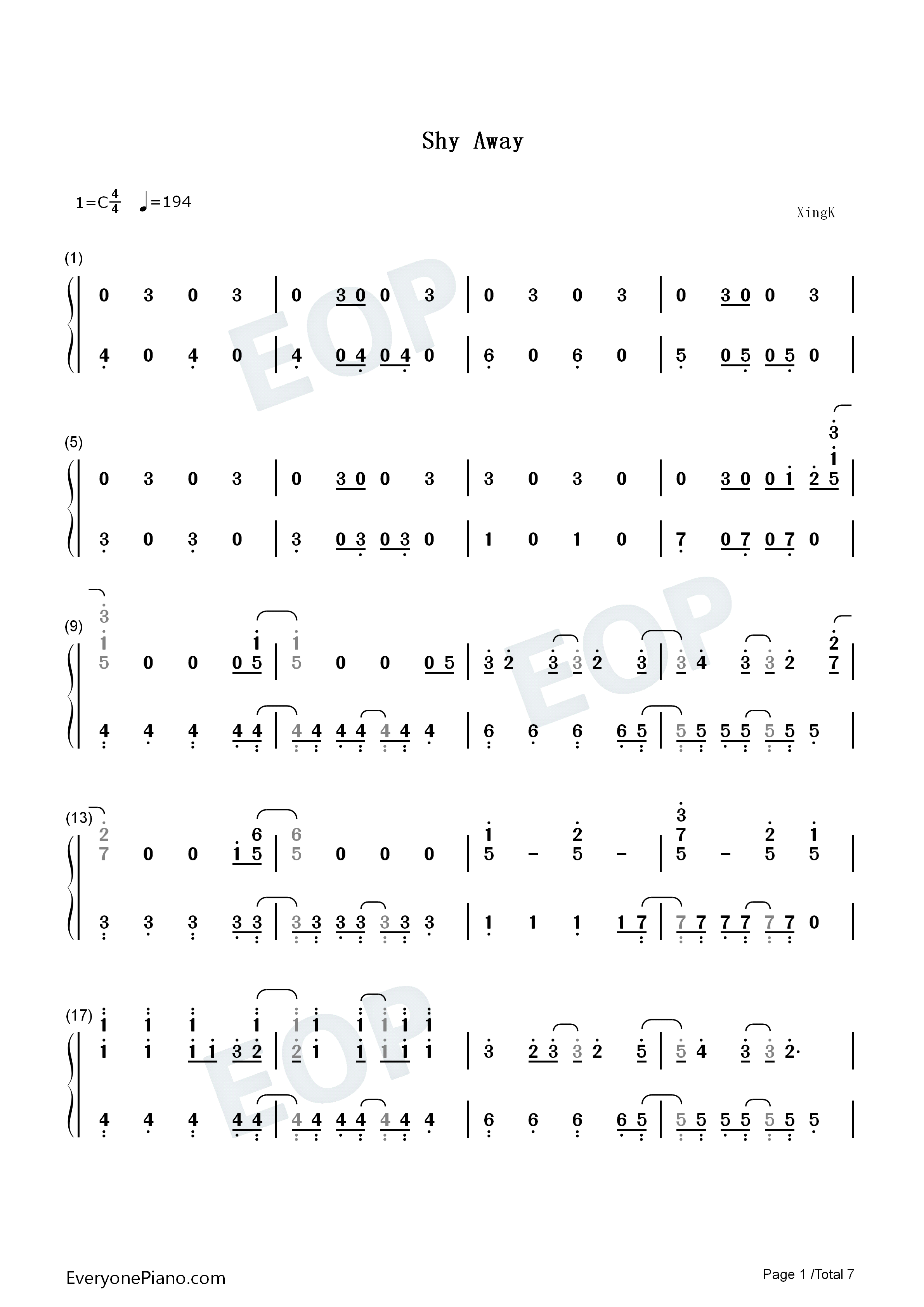 Shy_Away钢琴简谱_Twenty_One_Pilots演唱
