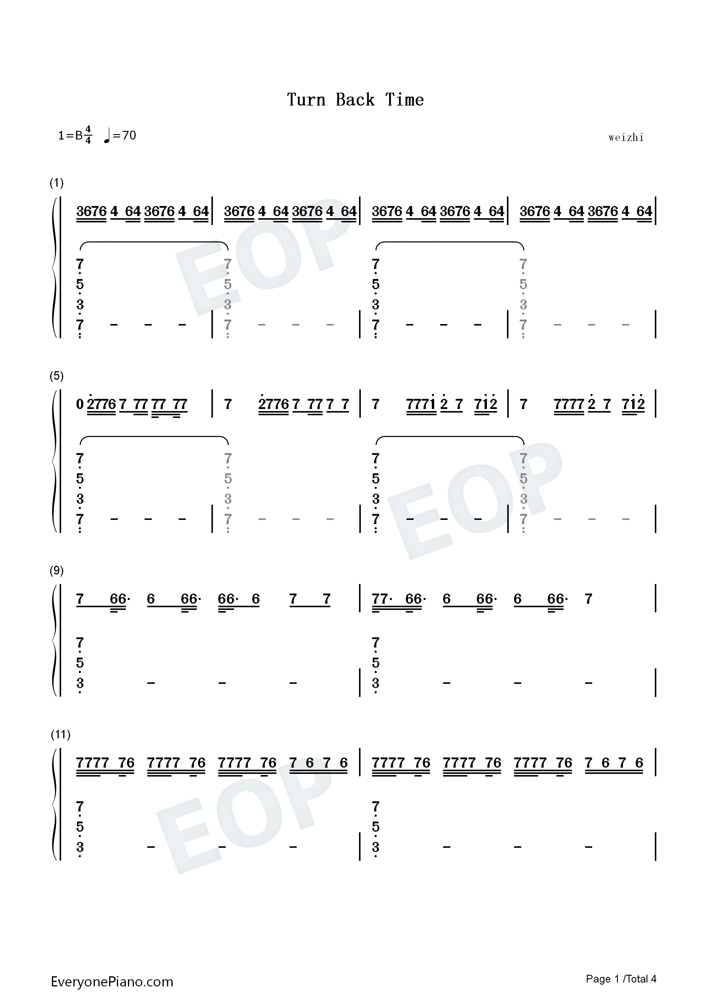 Turn_Back_Time钢琴简谱_威神V演唱