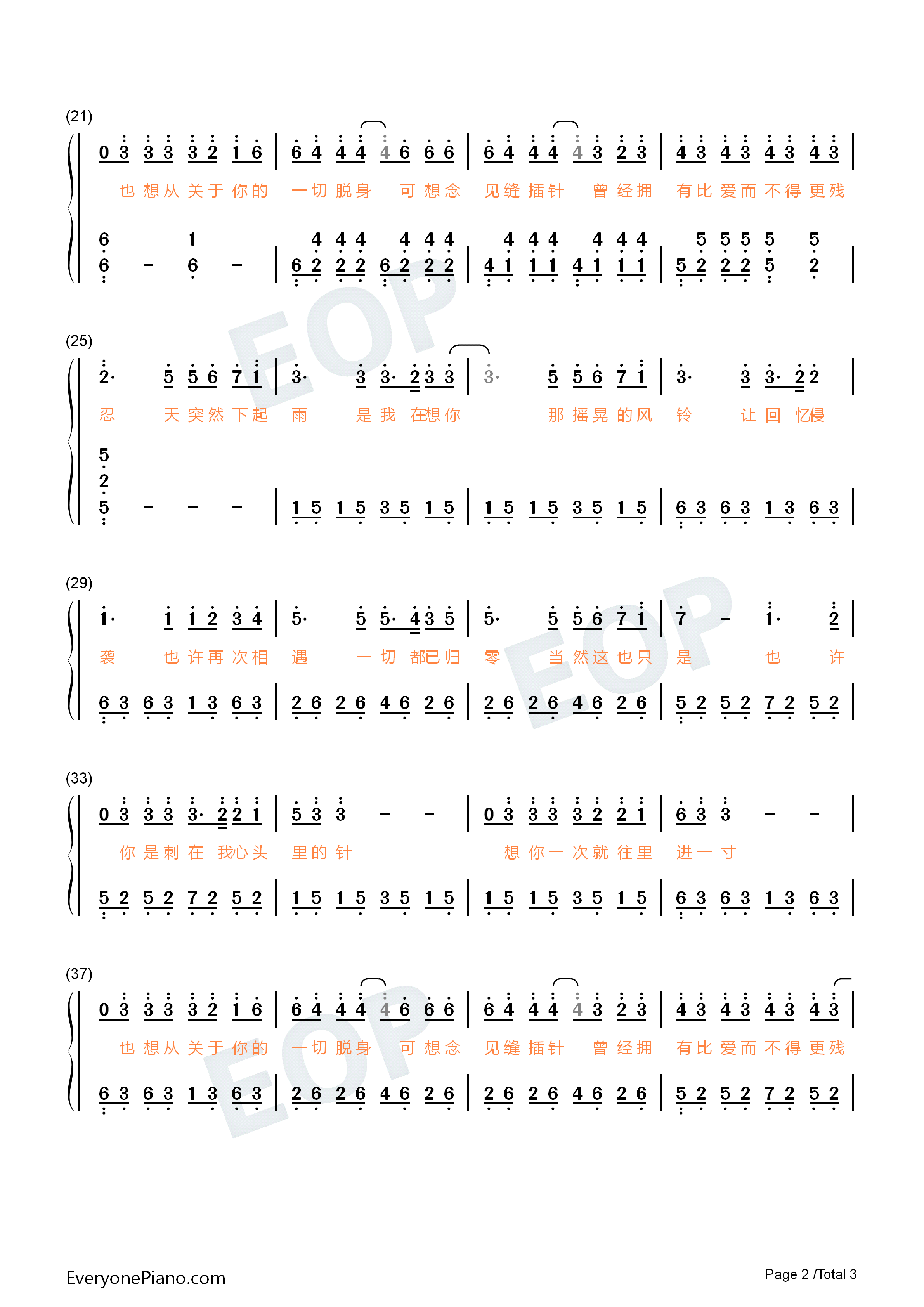 下雨了是我在想你钢琴简谱_林墨_甘望星_何屹繁_利路修_任胤蓬_硬糖少女303郑乃馨演唱