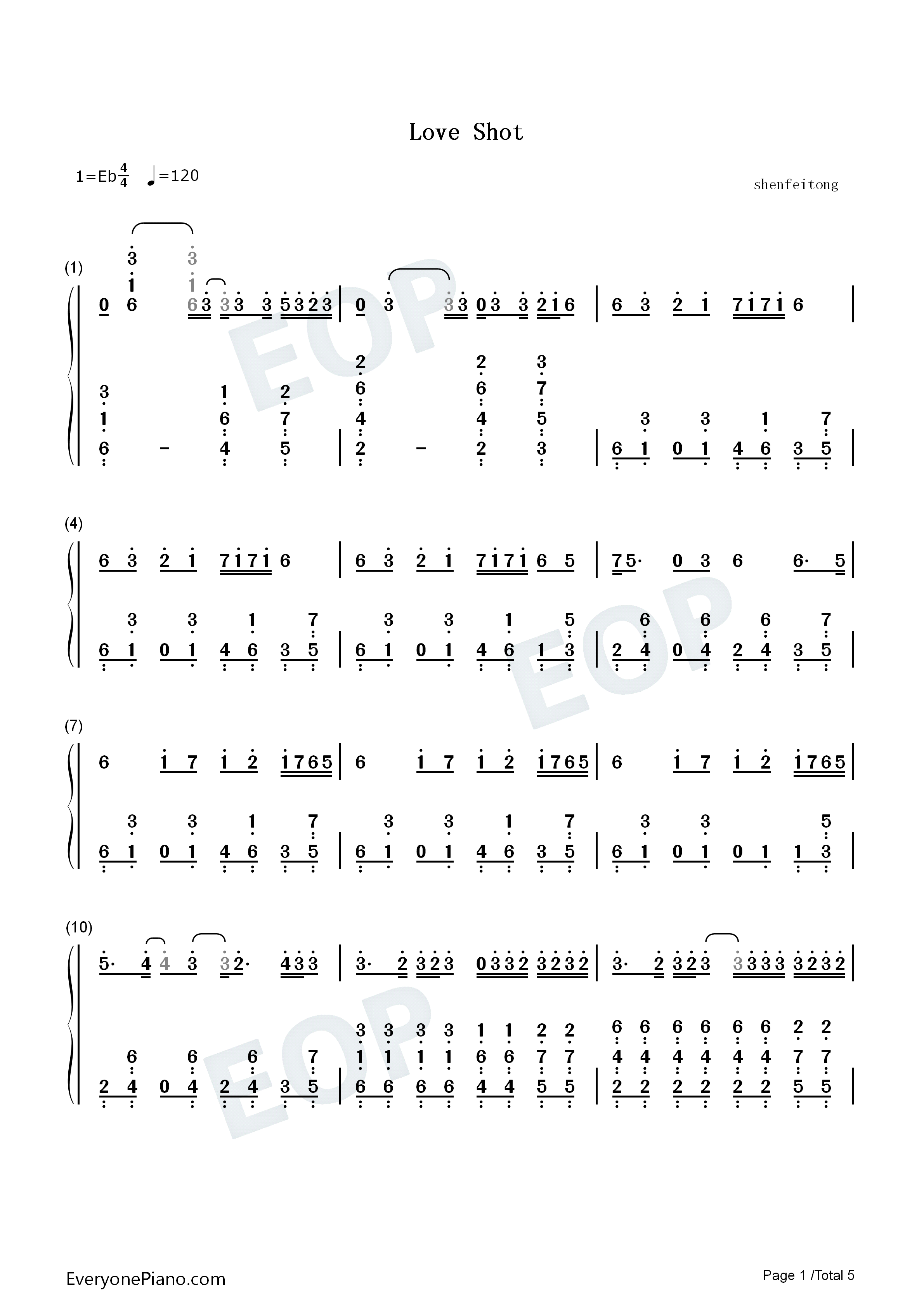 Love_Shot钢琴简谱_EXO演唱