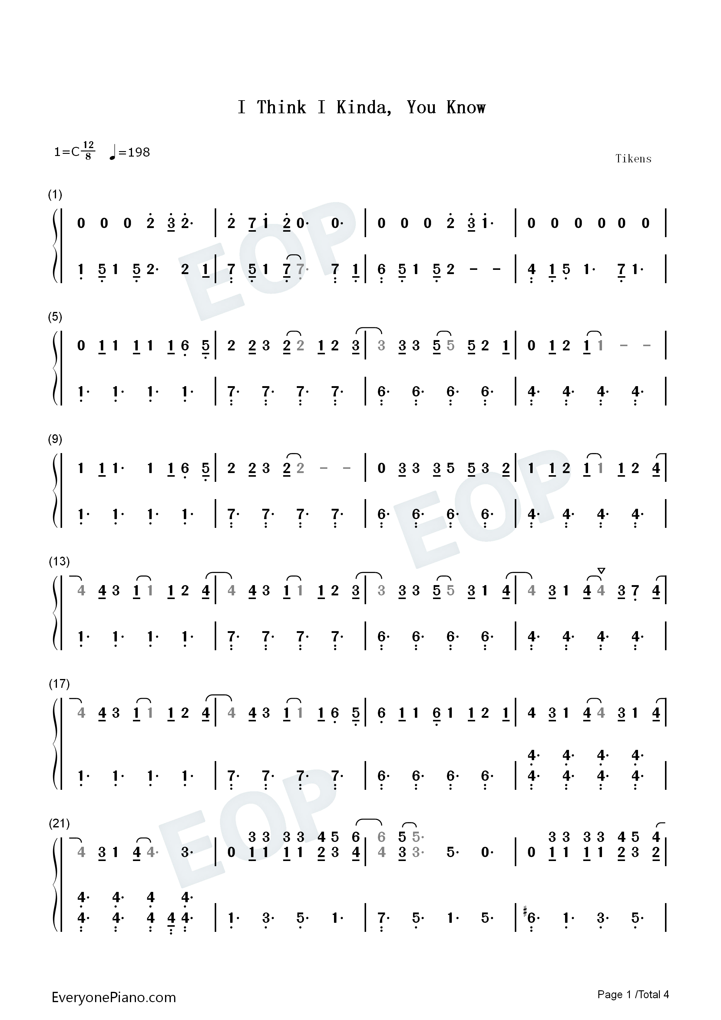 I_Think_I_Kinda_You_Know钢琴简谱_Olivia_Rodrigo演唱