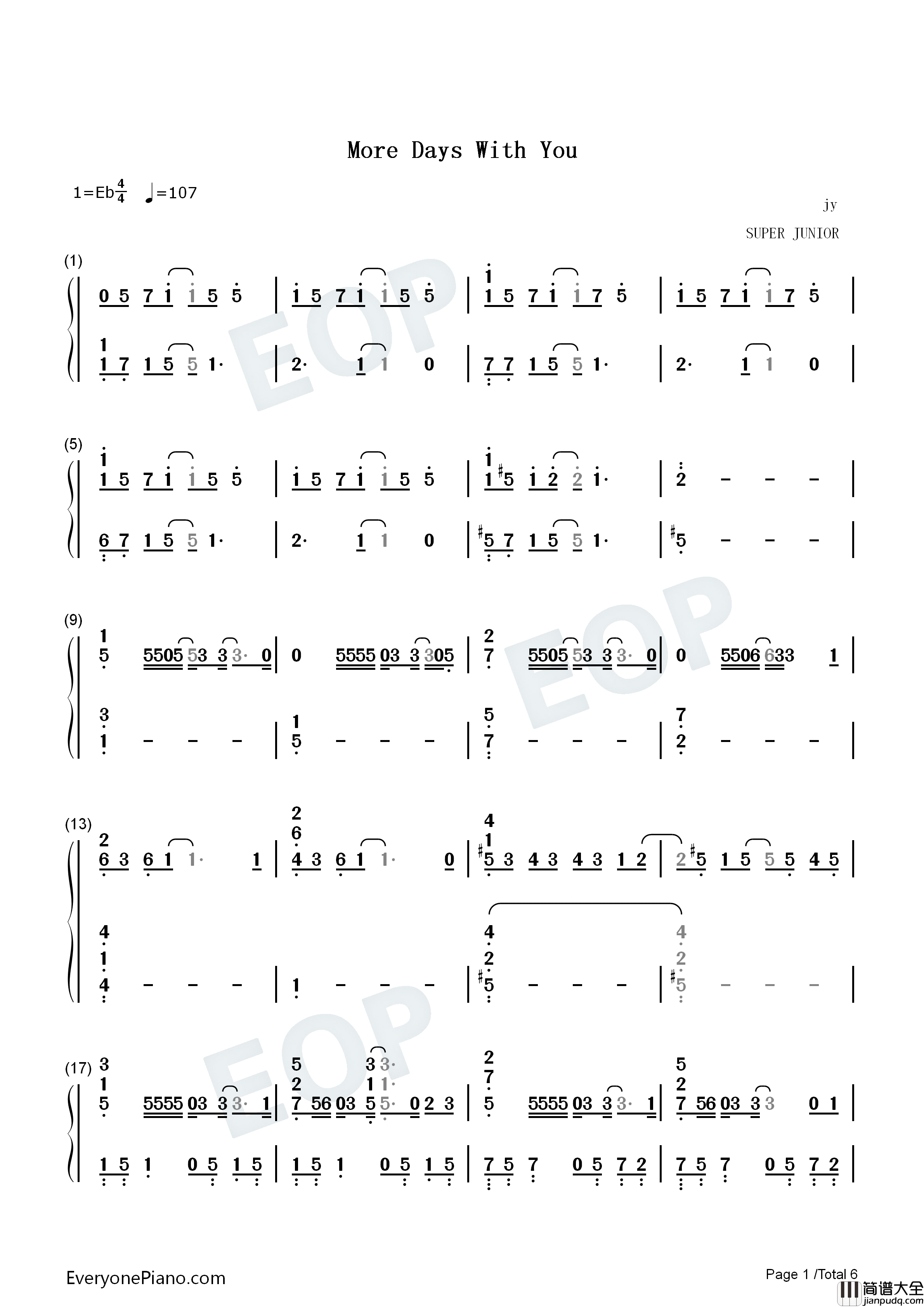 More_Days_With_You钢琴简谱_Super_Junior演唱