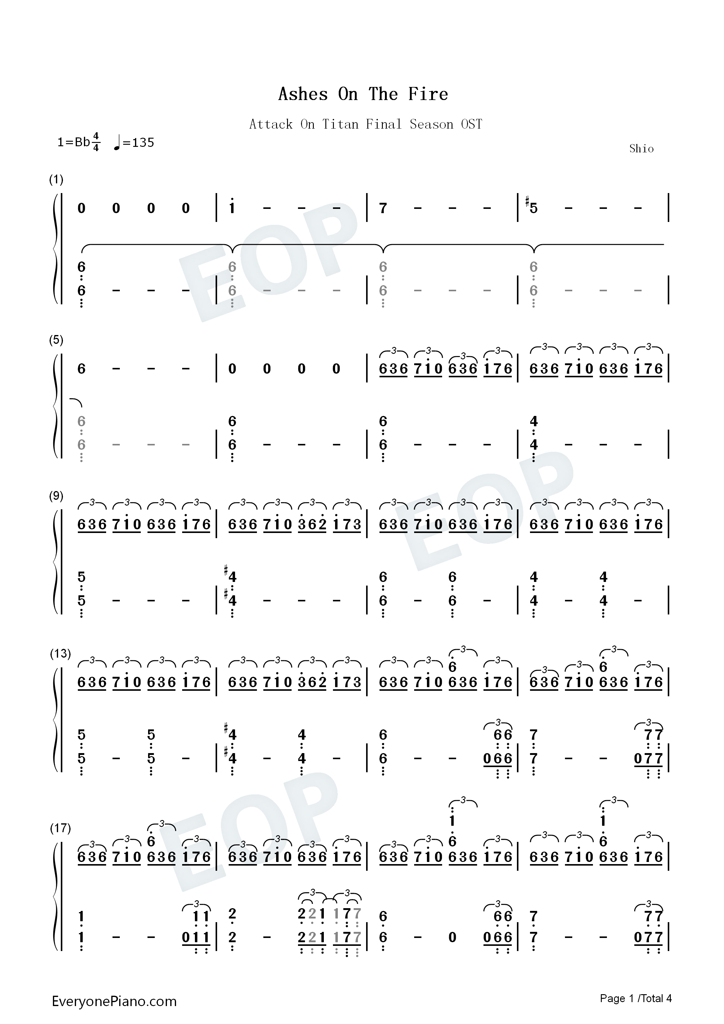 Ashes_On_The_Fire钢琴简谱_山本康太演唱
