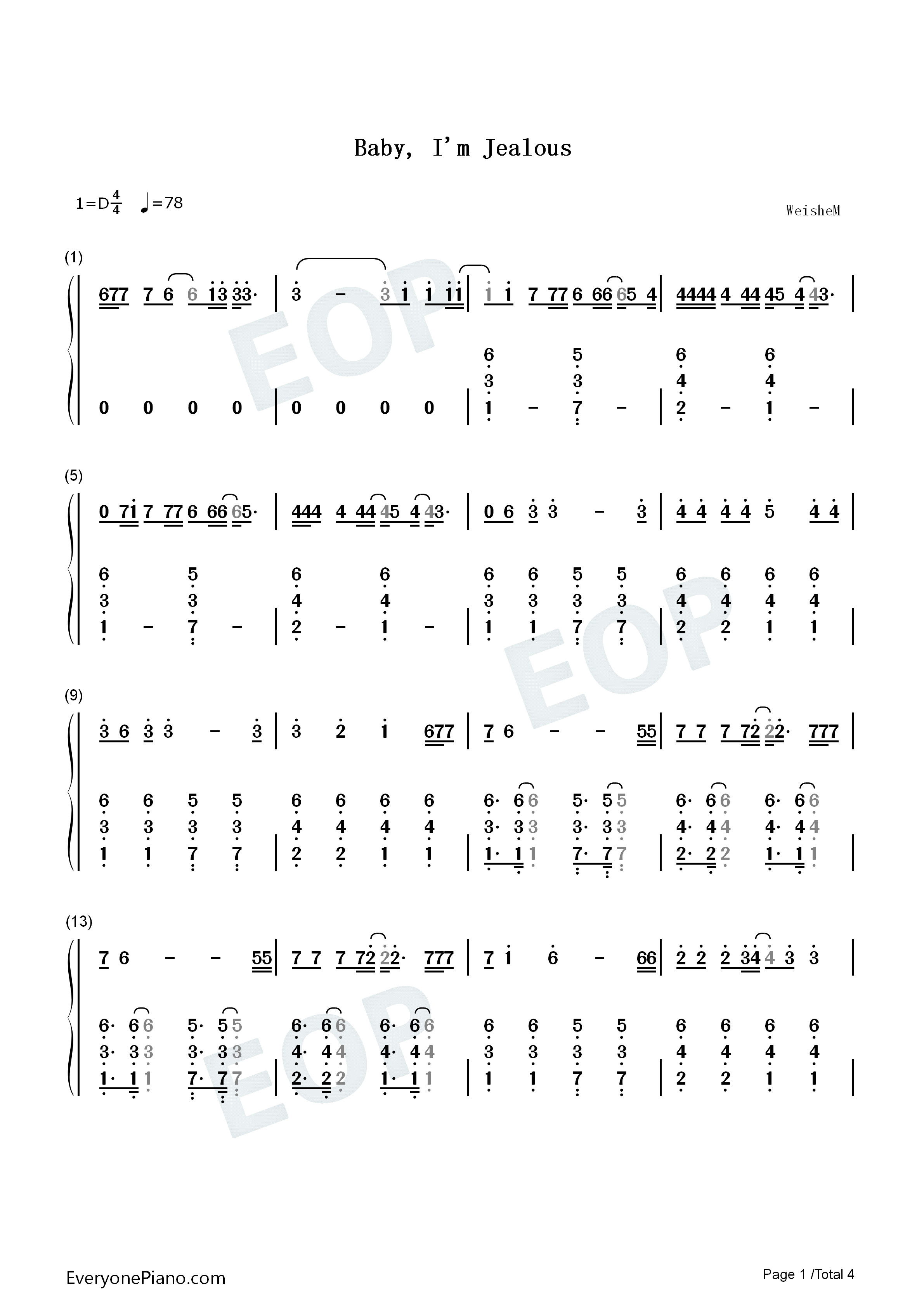 Baby_Im_Jealous钢琴简谱_Bebe_Rexha_Doja_Cat演唱