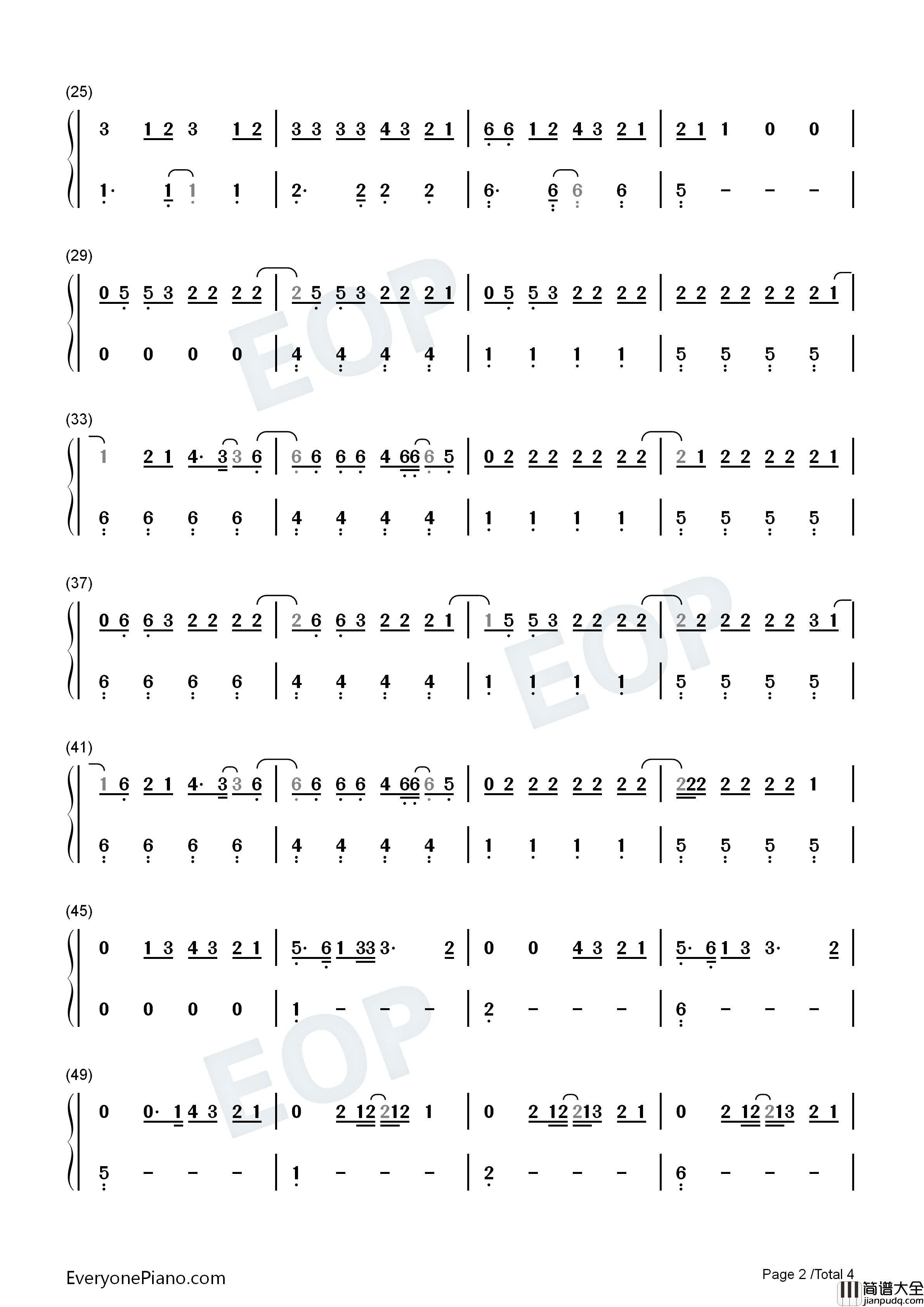 All_Your_Exes钢琴简谱_Julia_Michaels演唱