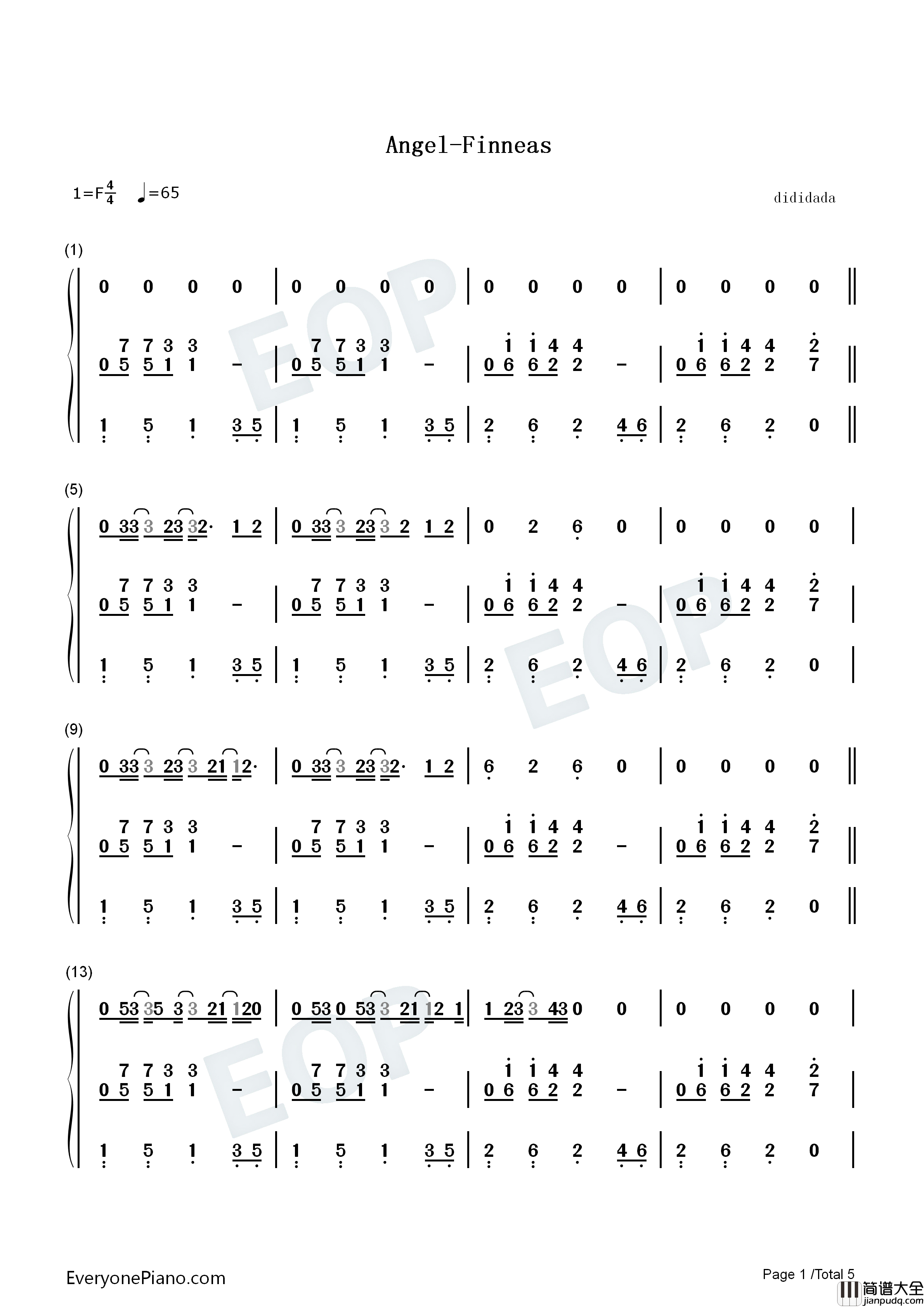 Angel钢琴简谱_Finneas演唱