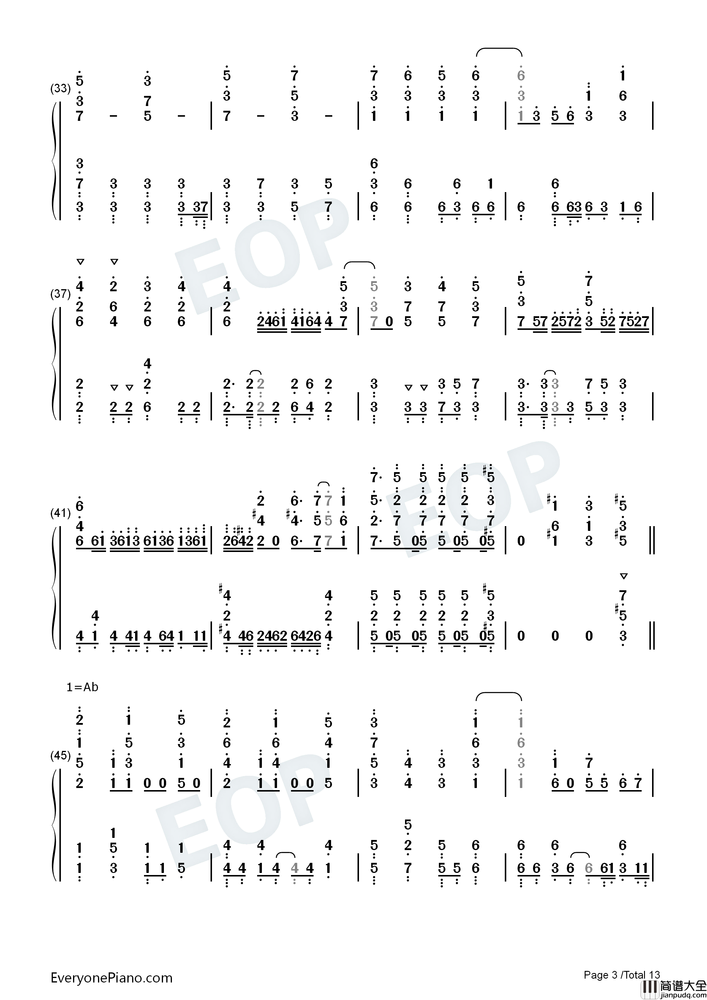 Free_Turn钢琴简谱_TrySail演唱