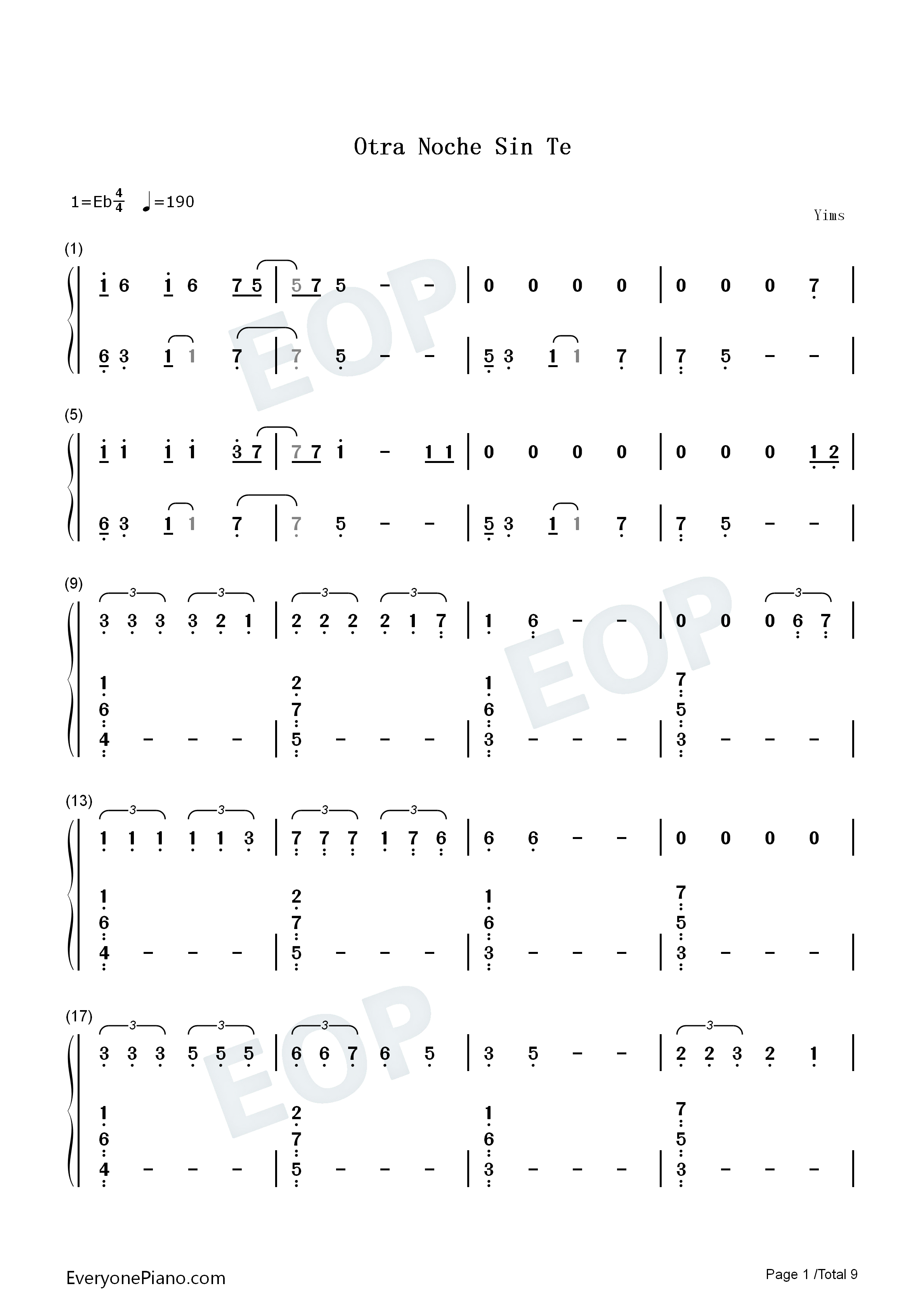 Otra_Noche_Sin_Ti钢琴简谱_J_Balvin_Khalid演唱