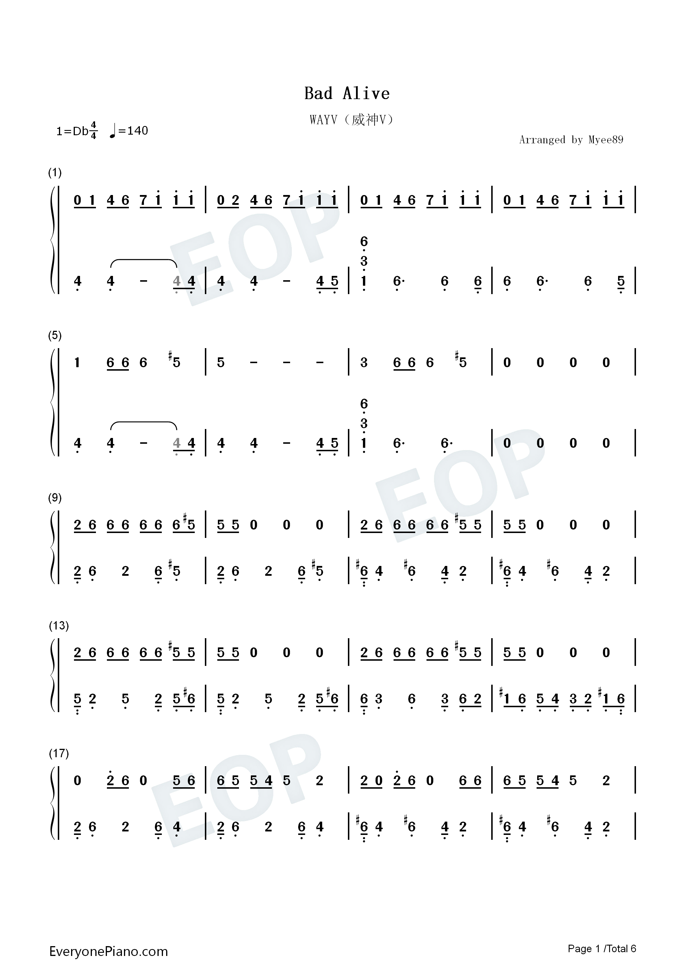 Bad_Alive钢琴简谱_威神V演唱