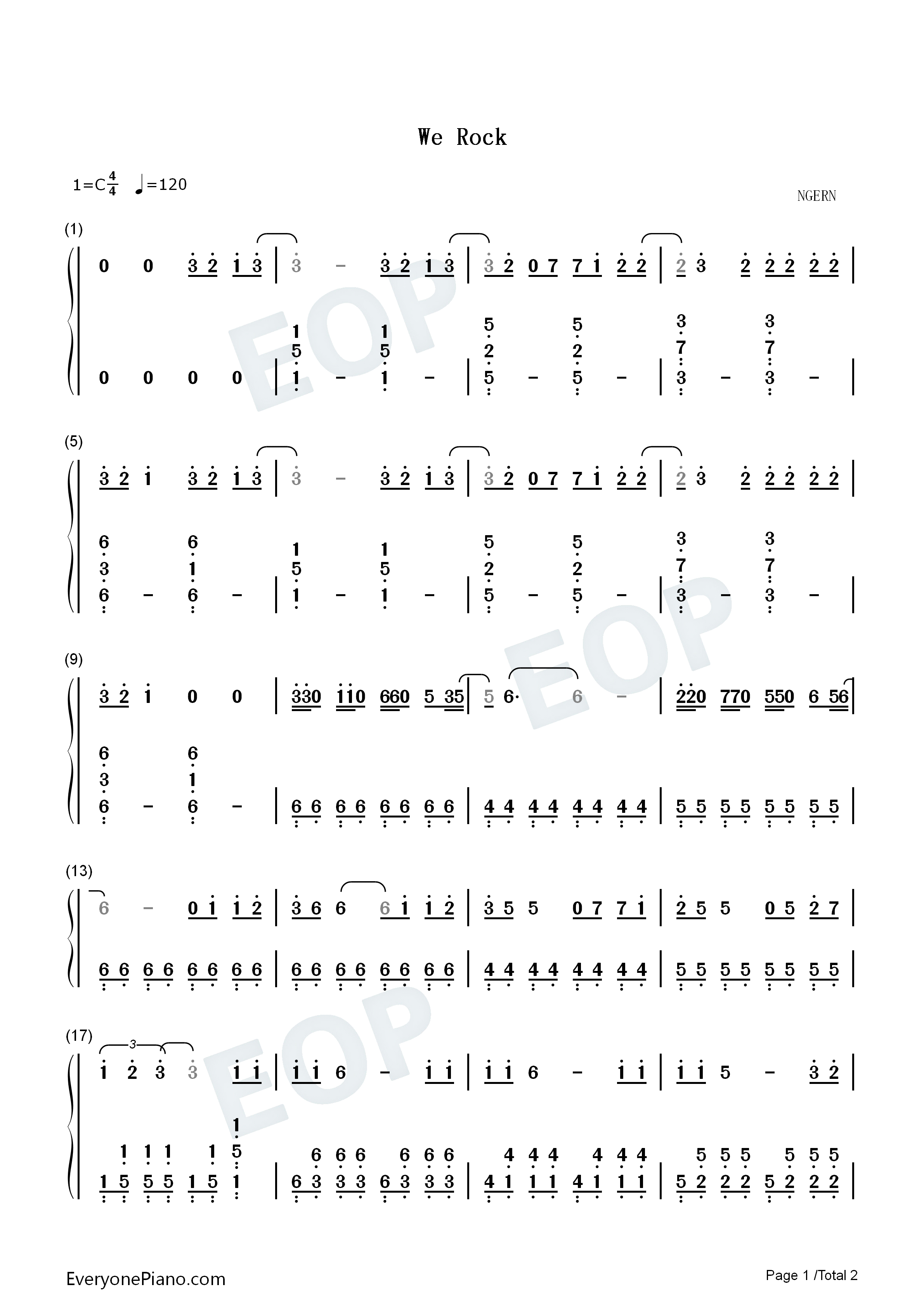 We_Rock钢琴简谱_青春有你第三季演唱