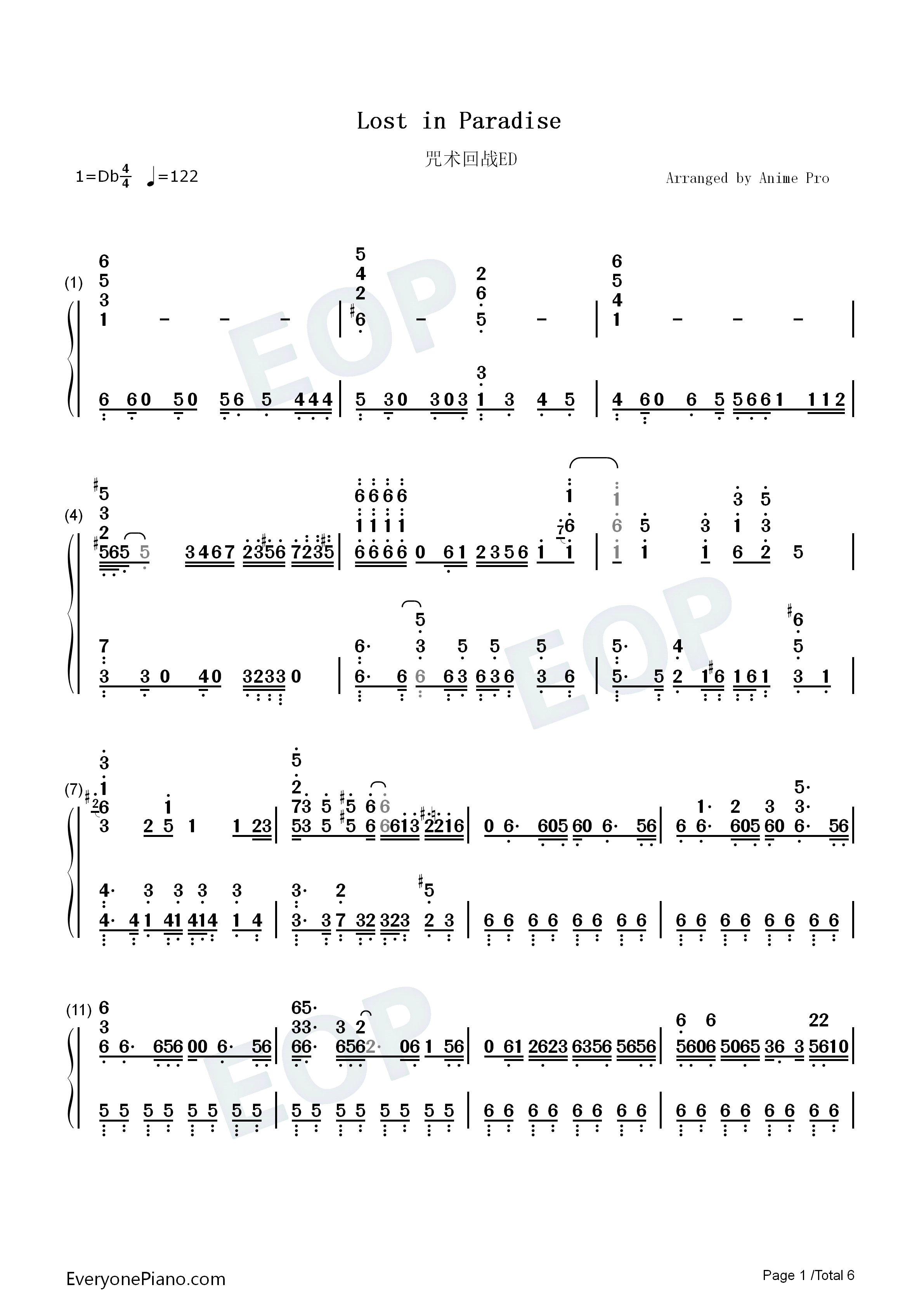 Lost_in_Paradise钢琴简谱_ALI_AKLO演唱