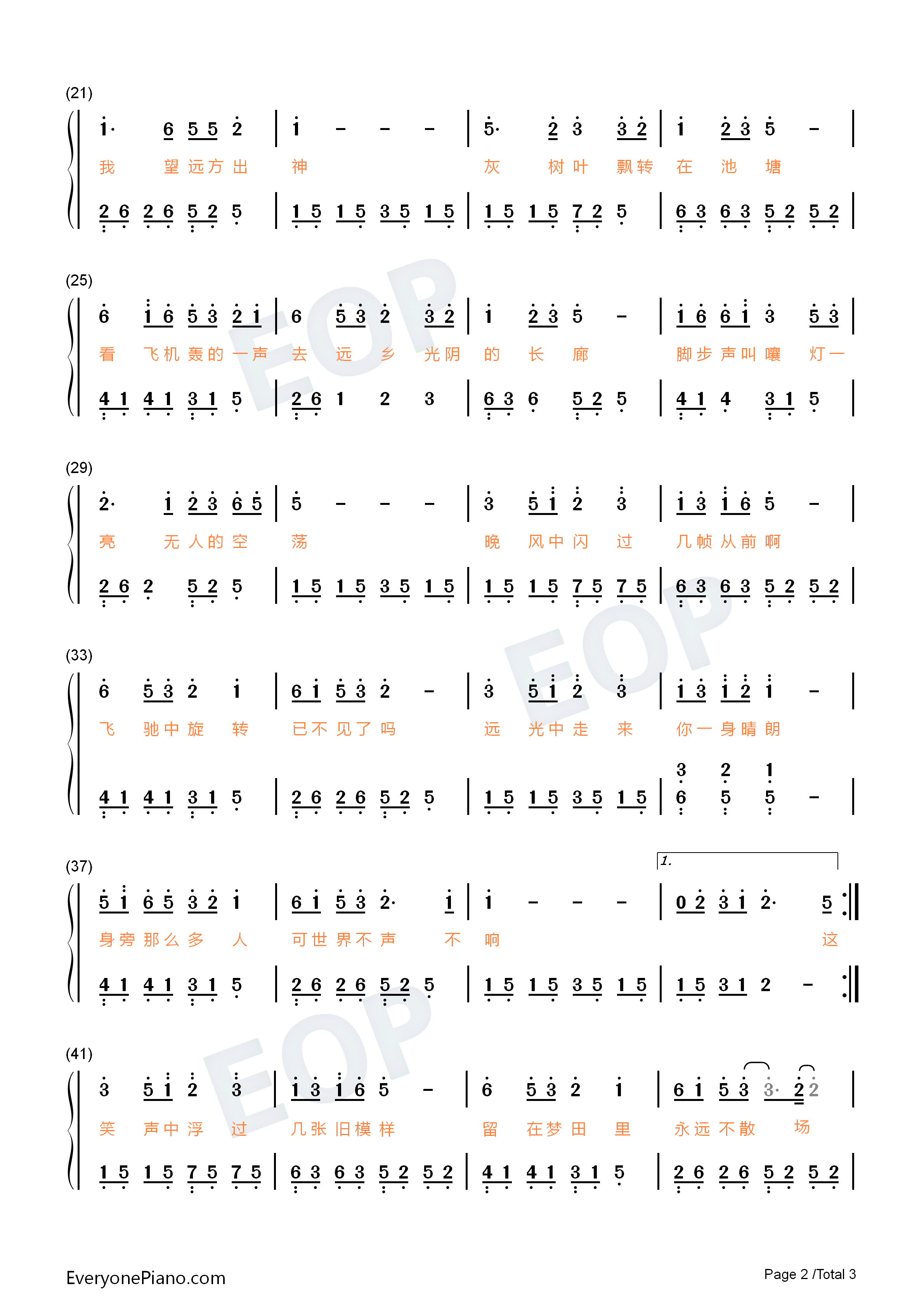 这世界那么多人钢琴简谱_莫文蔚演唱