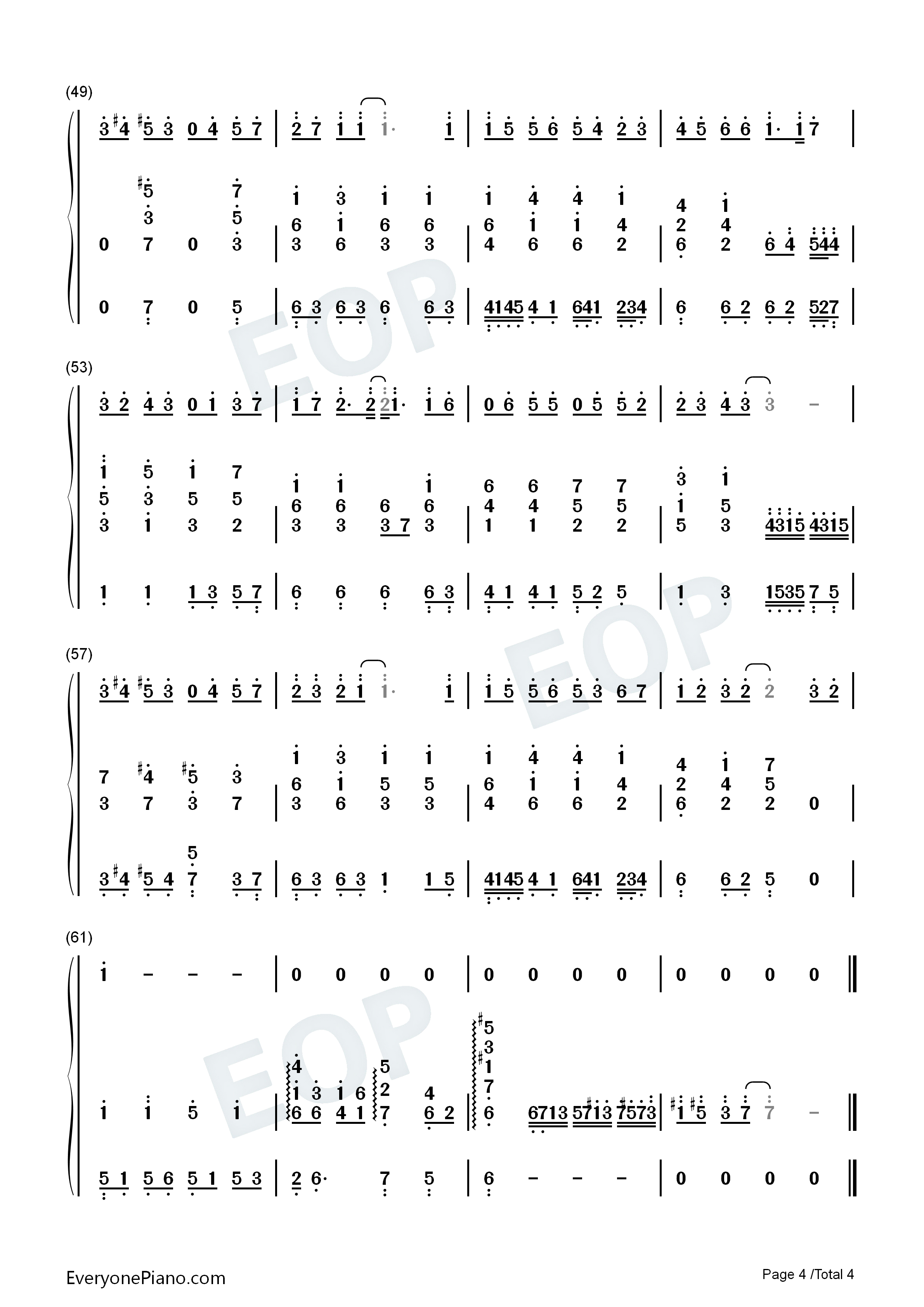 晴天钢琴简谱_关诗敏演唱