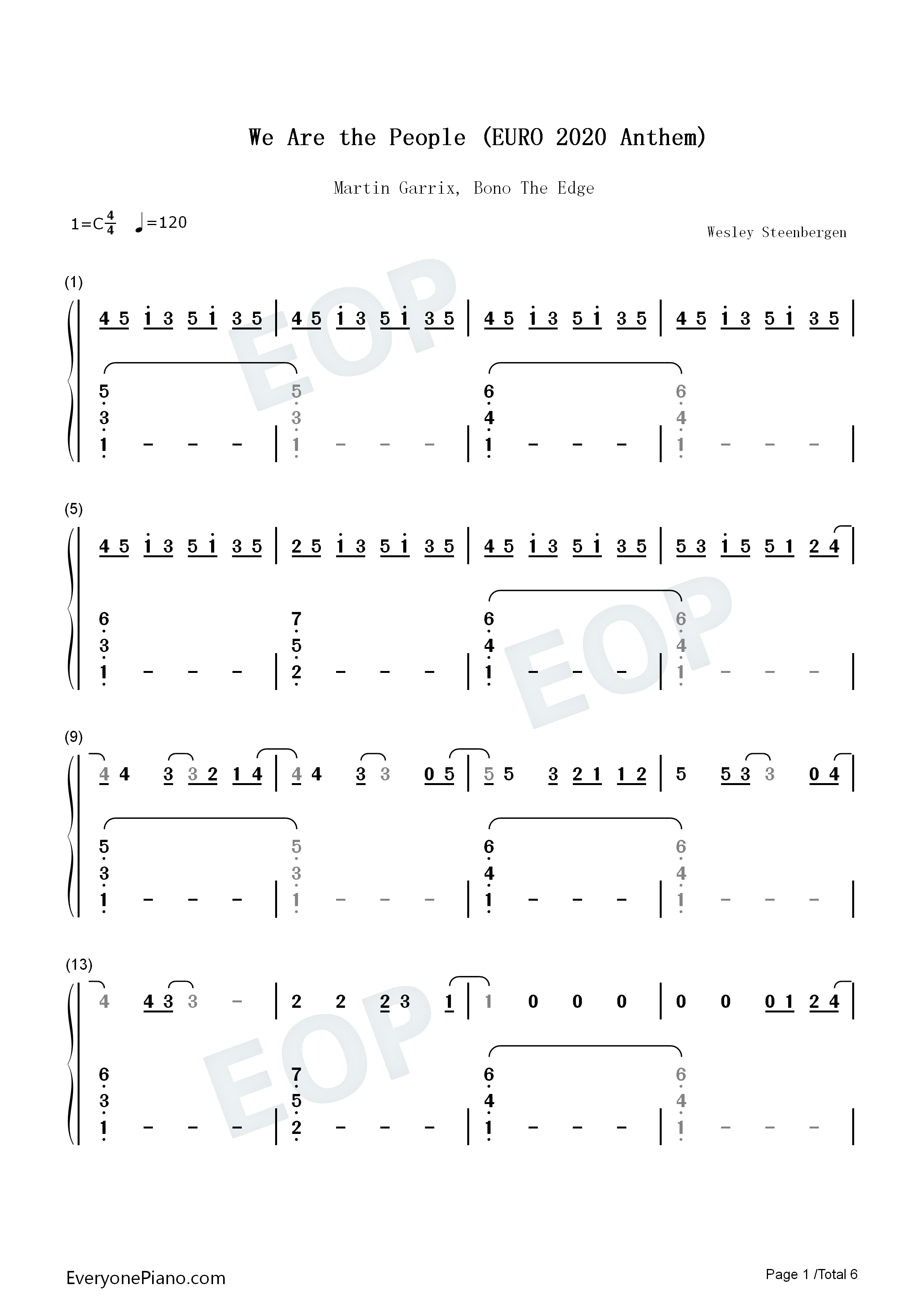 We_Are_the_People钢琴简谱_Martin_Garrix_Bono_The_Edge演唱