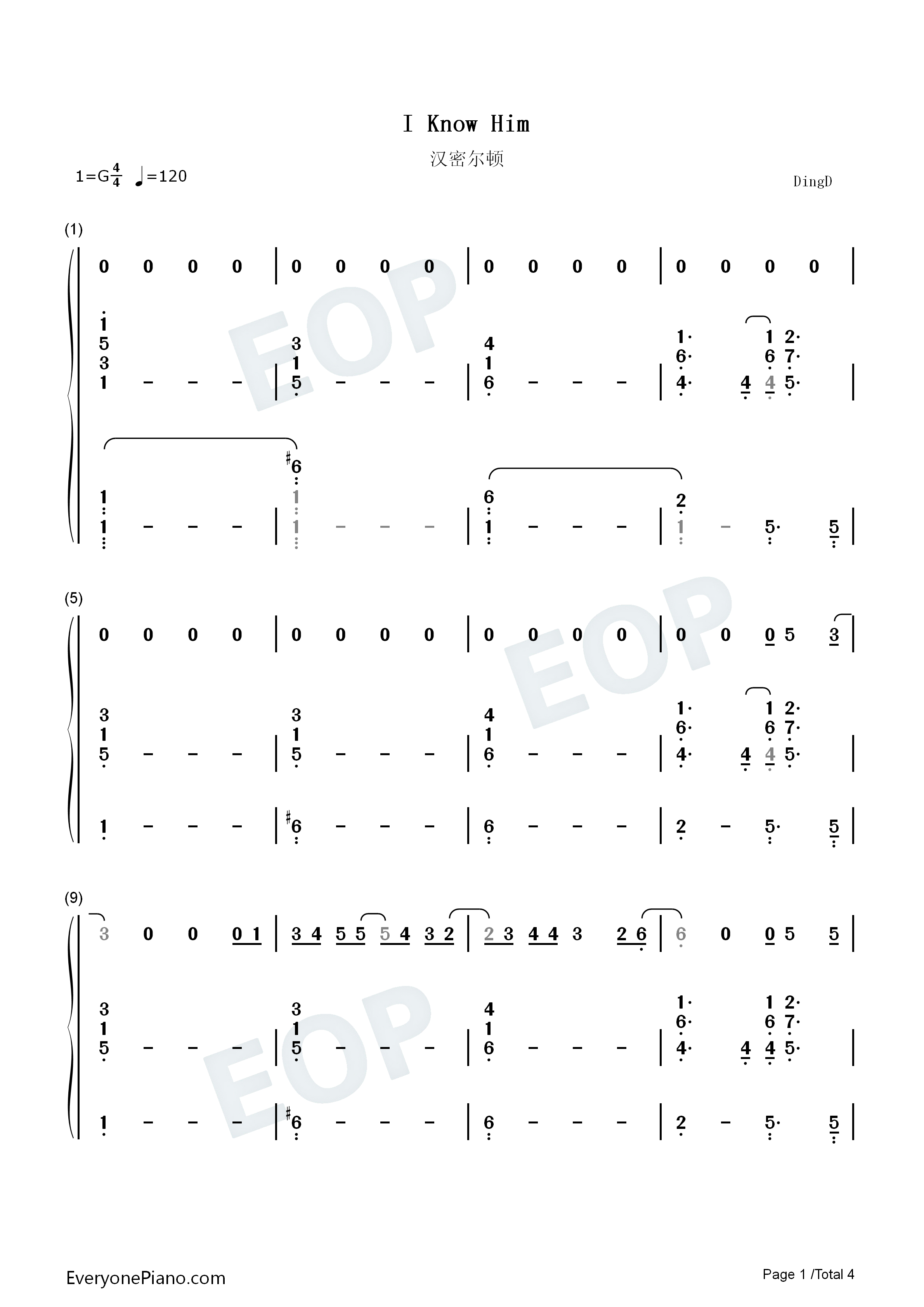 I_Know_Him钢琴简谱_Lin_Manuel_Miranda演唱