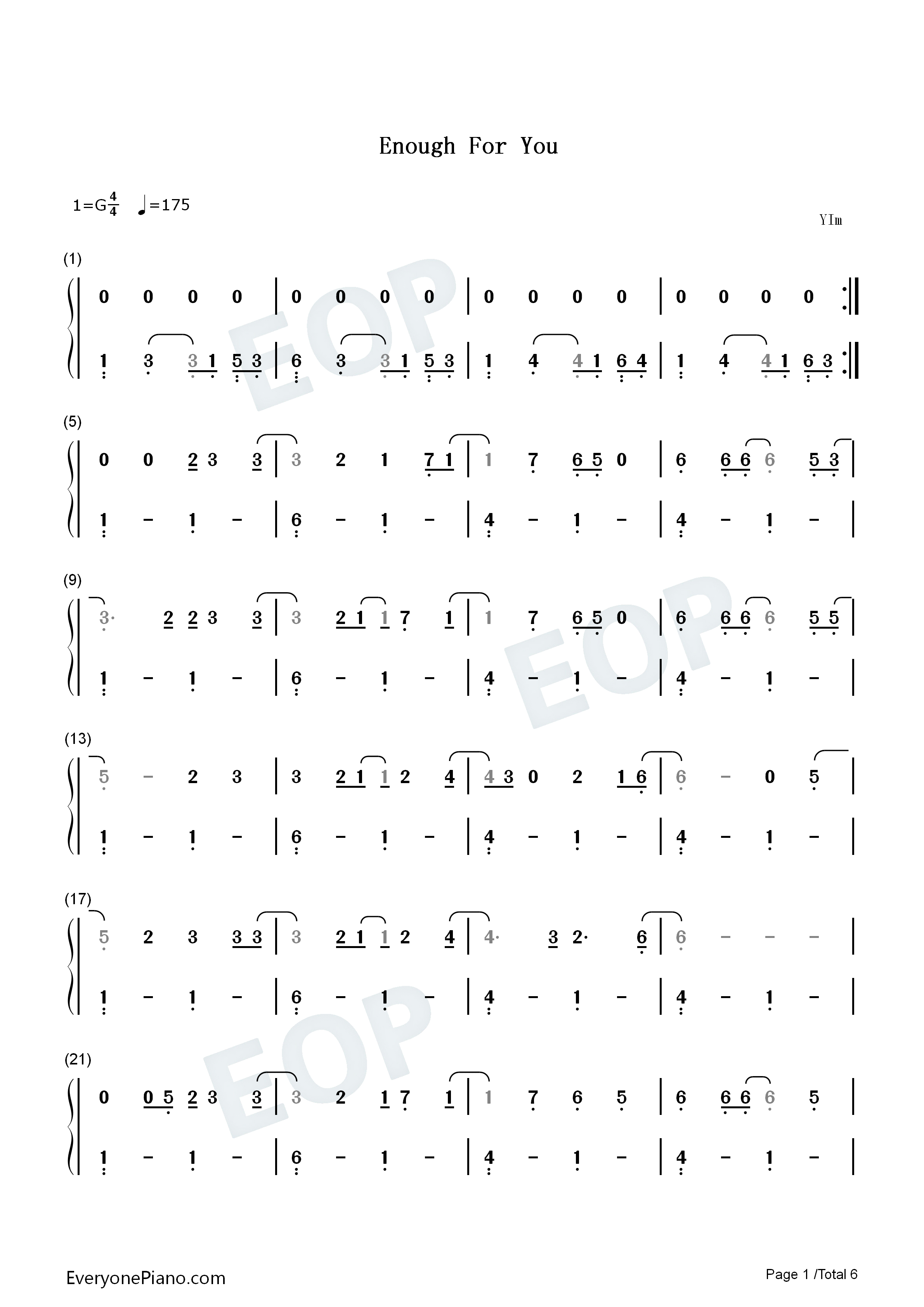 Enough_For_You钢琴简谱_Olivia_Rodrigo演唱