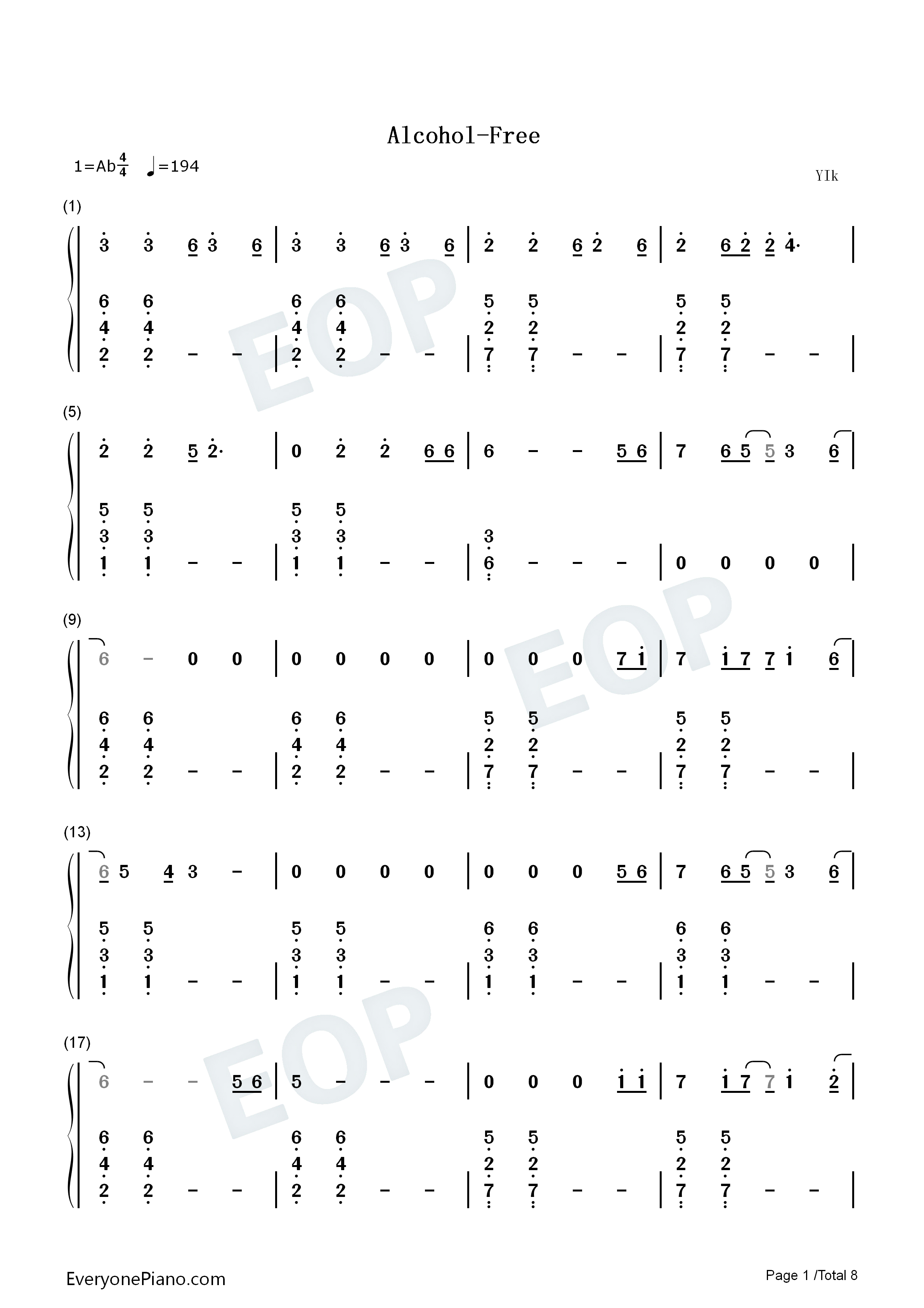 Alcohol钢琴简谱_Twice演唱
