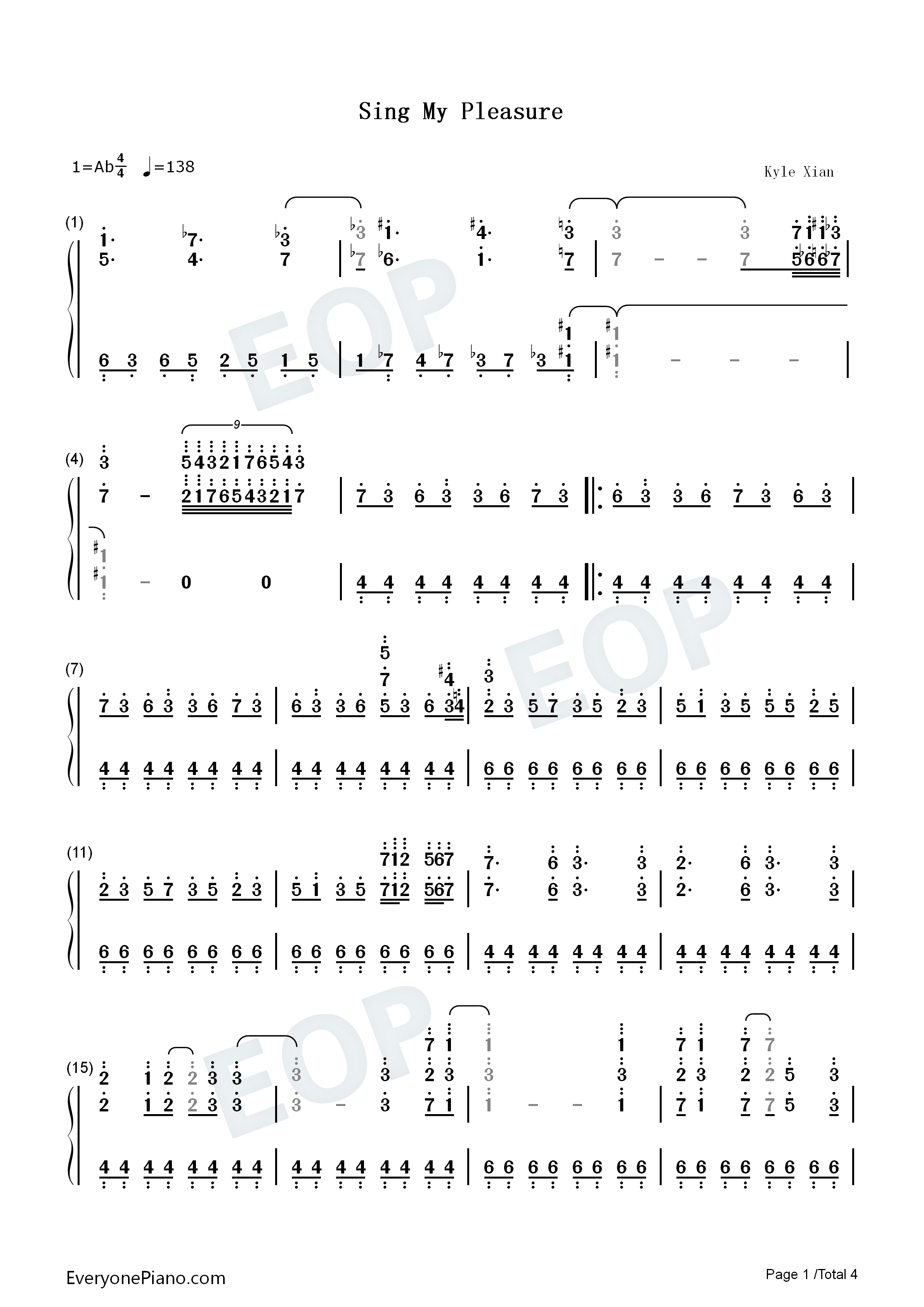 Sing_My_Pleasure钢琴简谱_八木海莉演唱