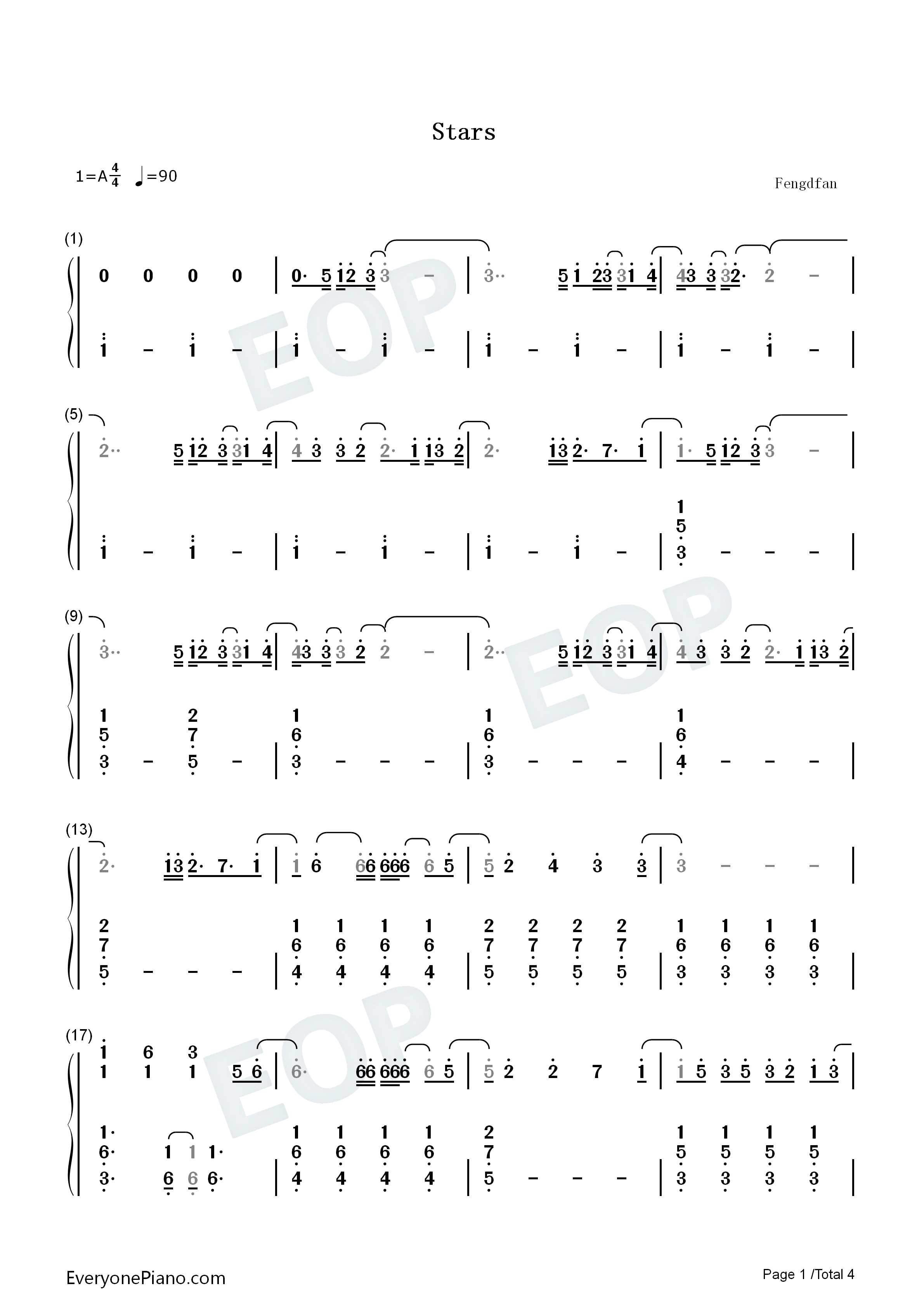 Stars钢琴简谱_Duncan_Laurence演唱