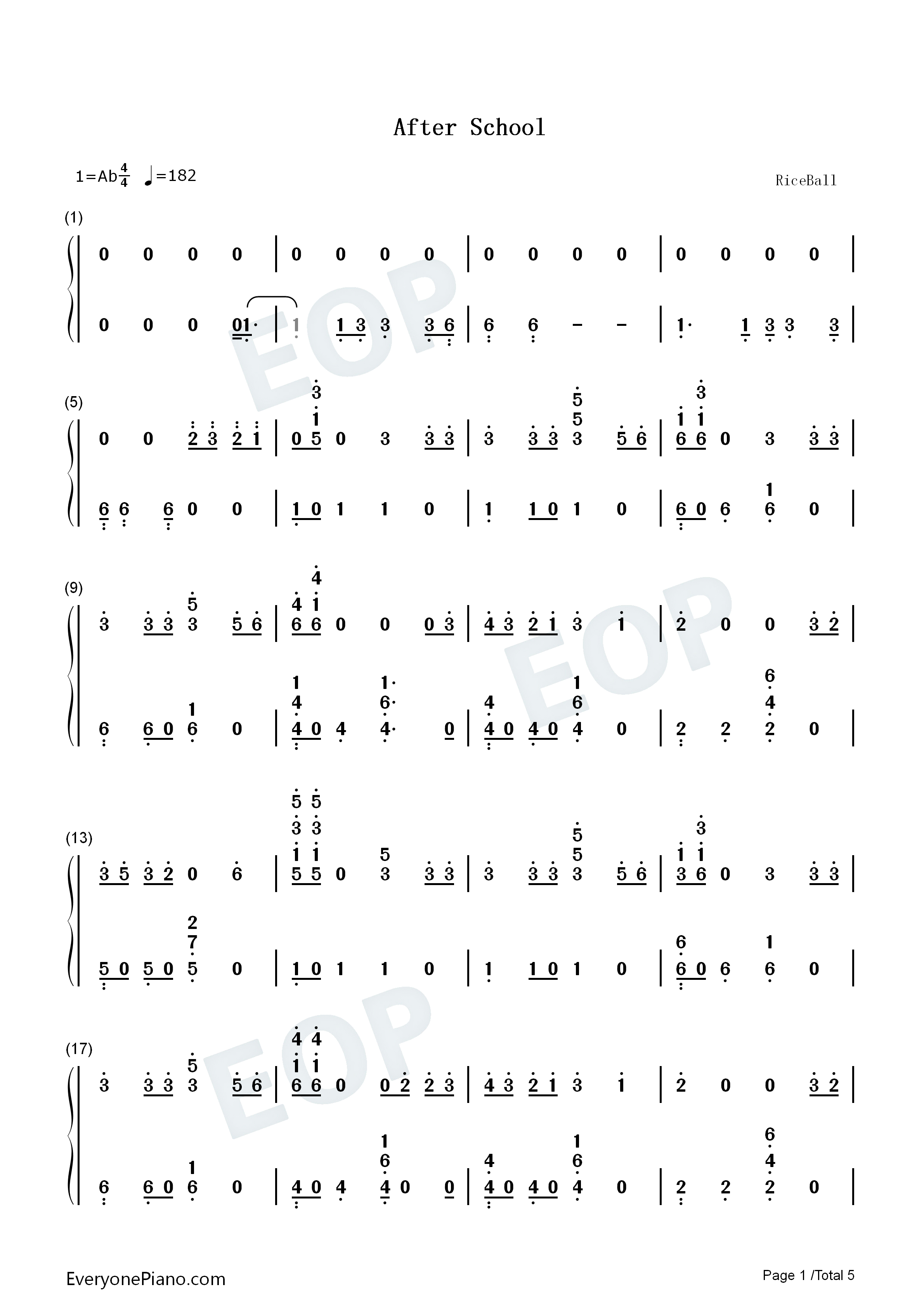 After_School钢琴简谱_Weeekly演唱