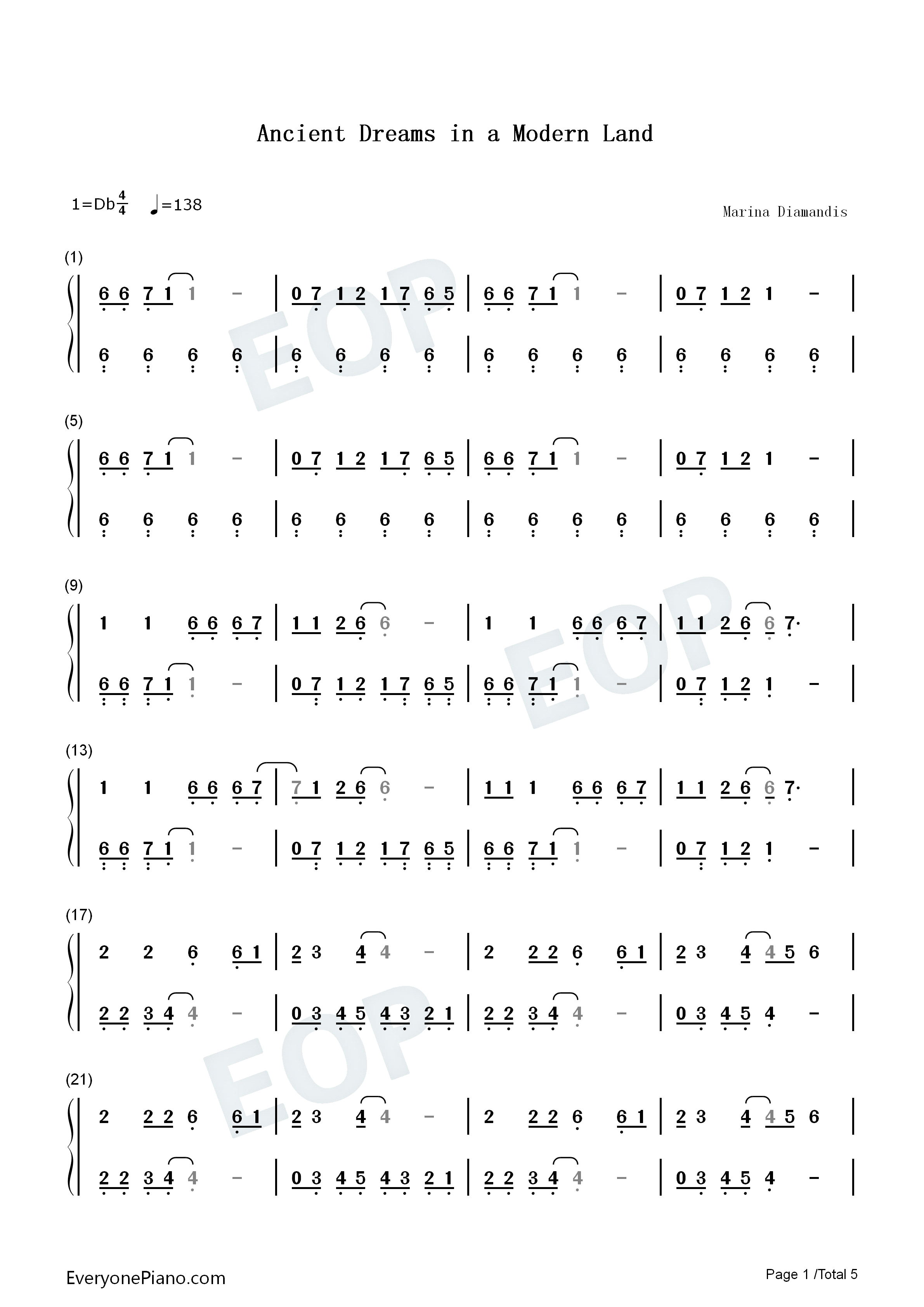 Ancient_Dreams_in_a_Modern_Land钢琴简谱_Marina演唱