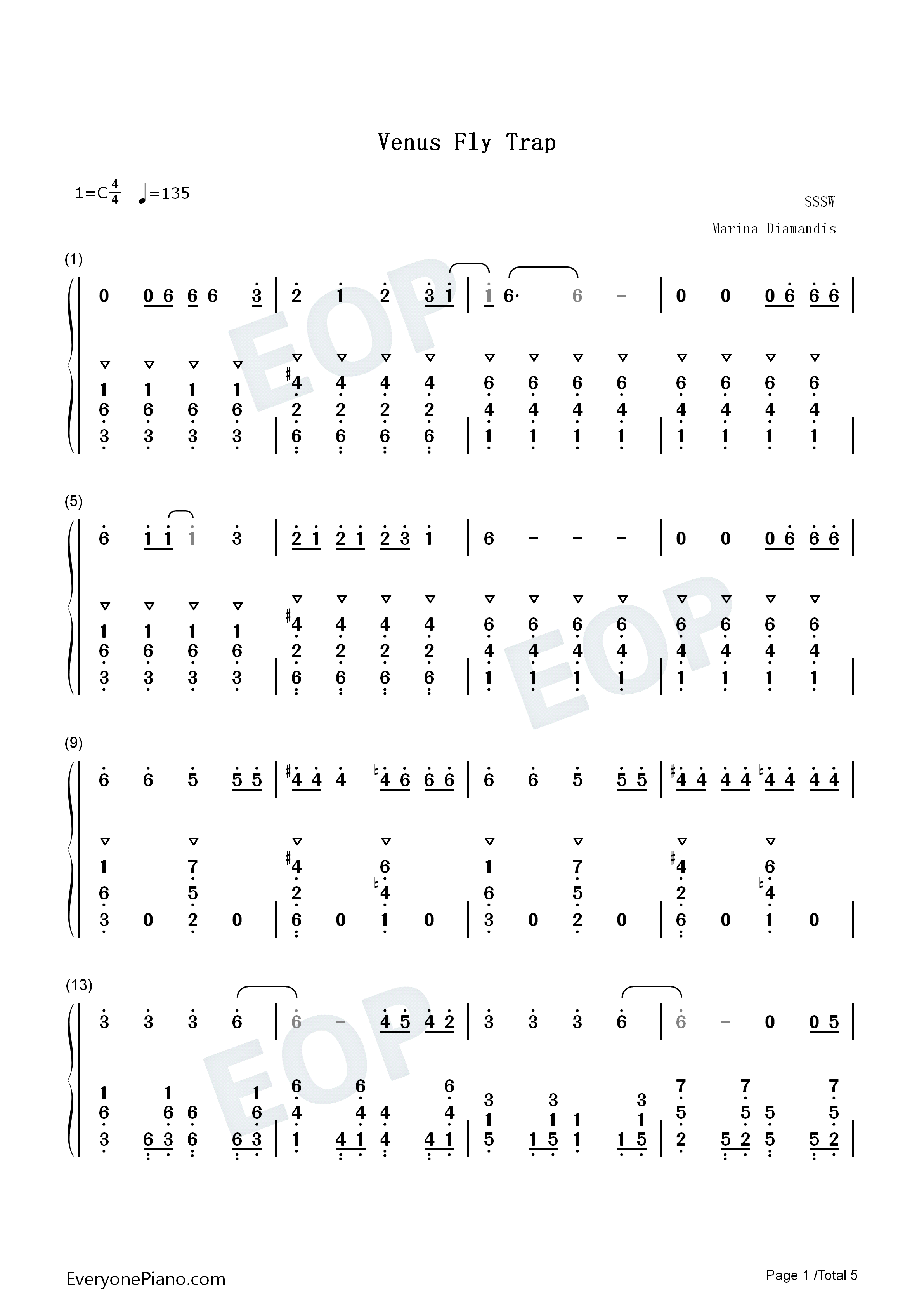 Venus_Fly_Trap钢琴简谱_Marina演唱