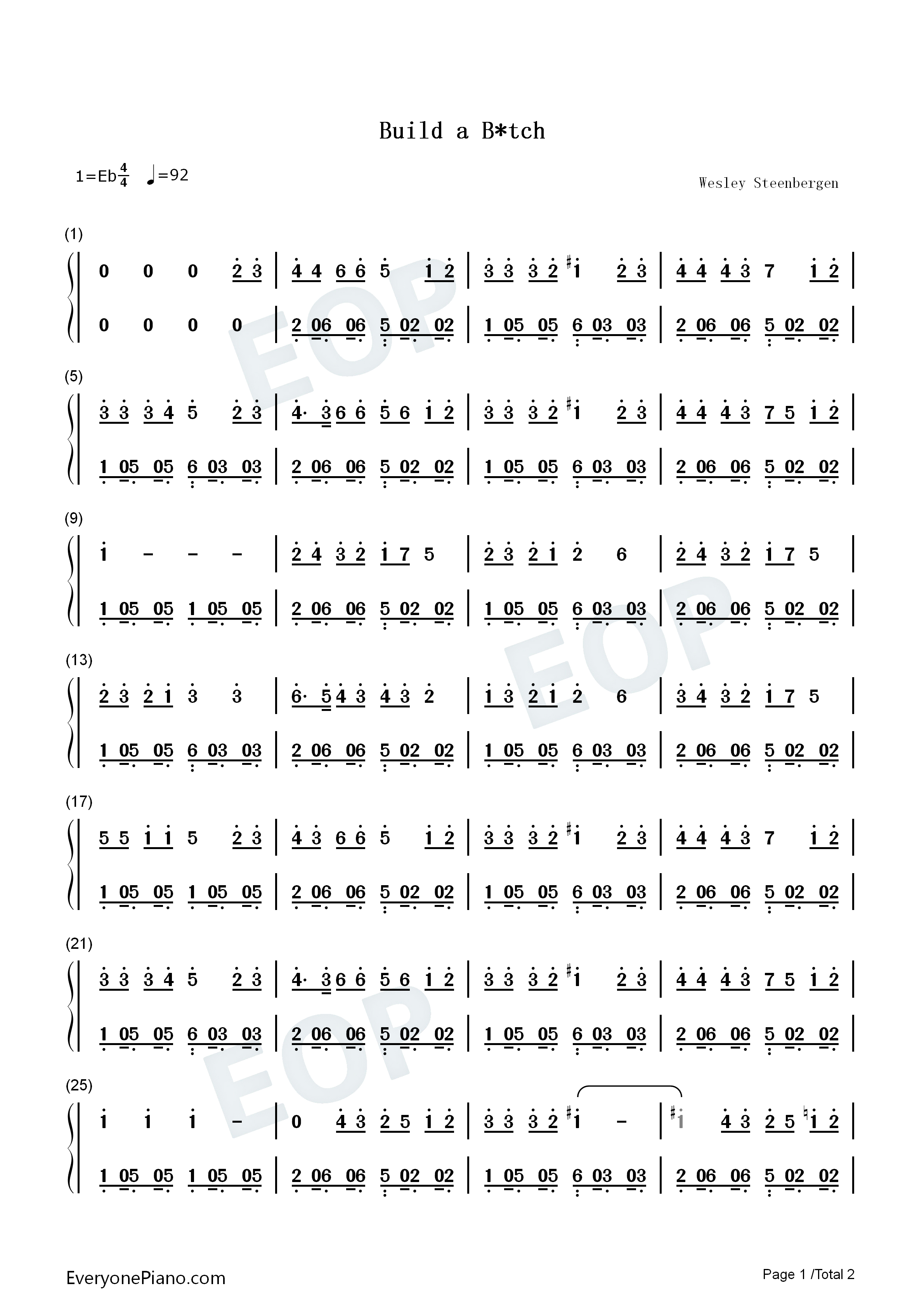 Build_a_Bitch钢琴简谱_Bella_Poarch演唱