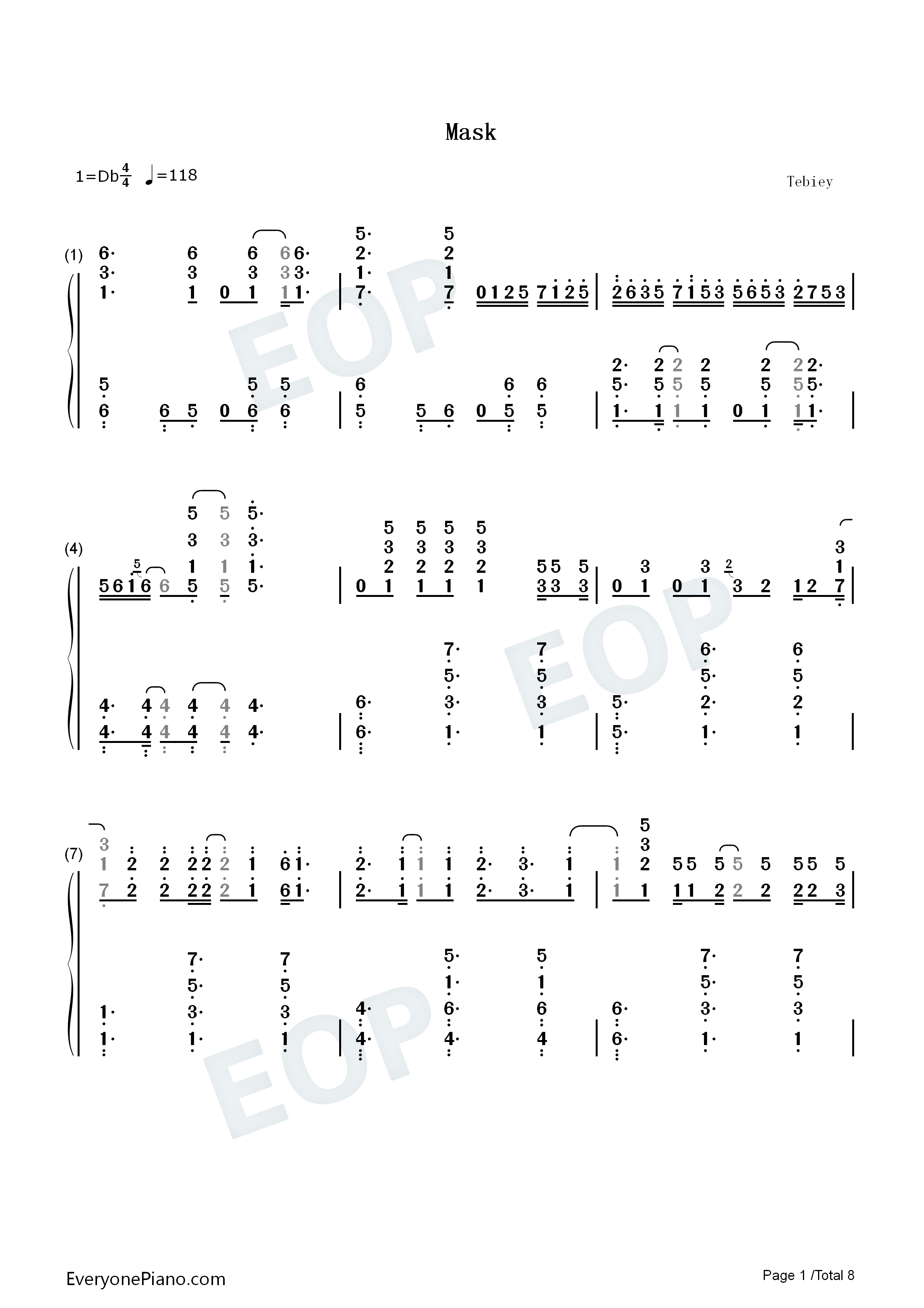 Mask钢琴简谱_Dream演唱
