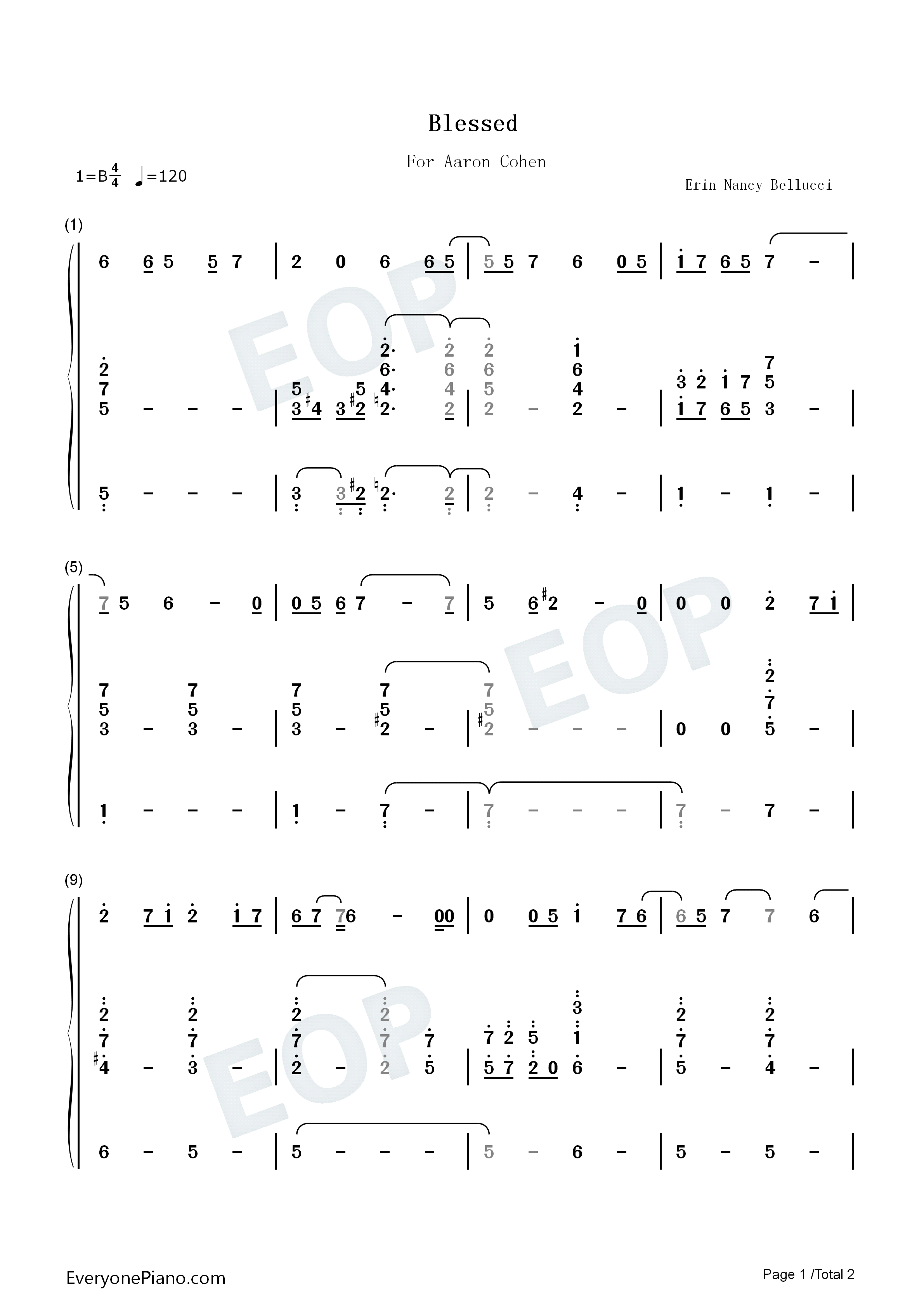 Blessed钢琴简谱_Daniel_Caesar演唱