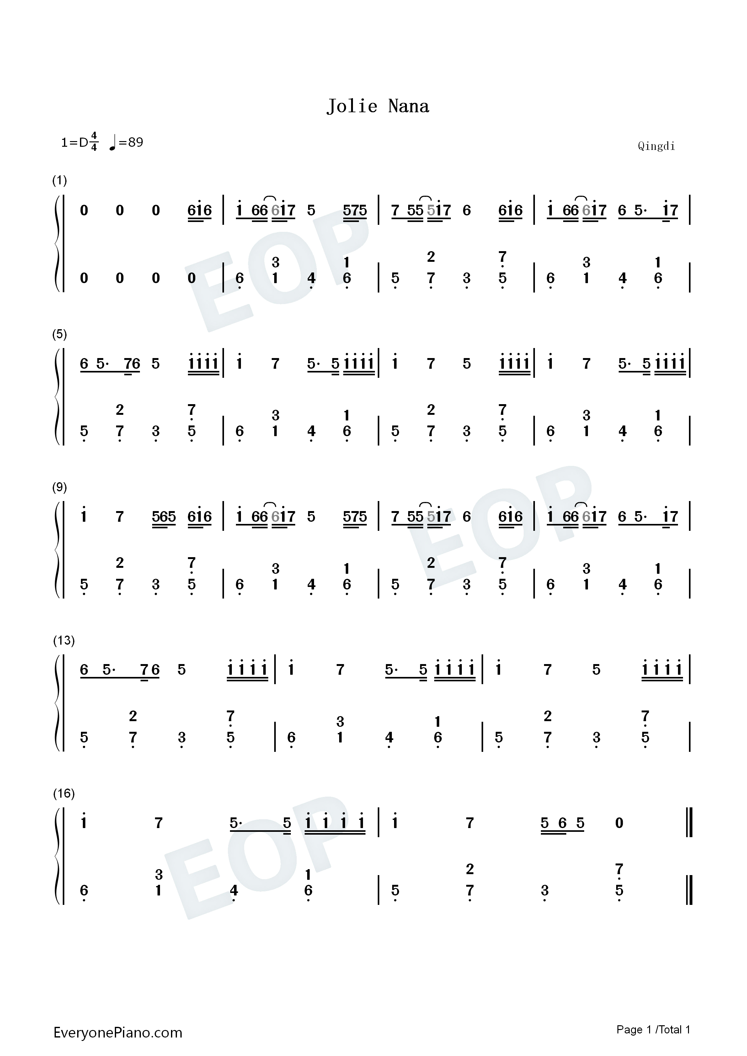 Jolie_Nana钢琴简谱_Aya_Nakamura演唱