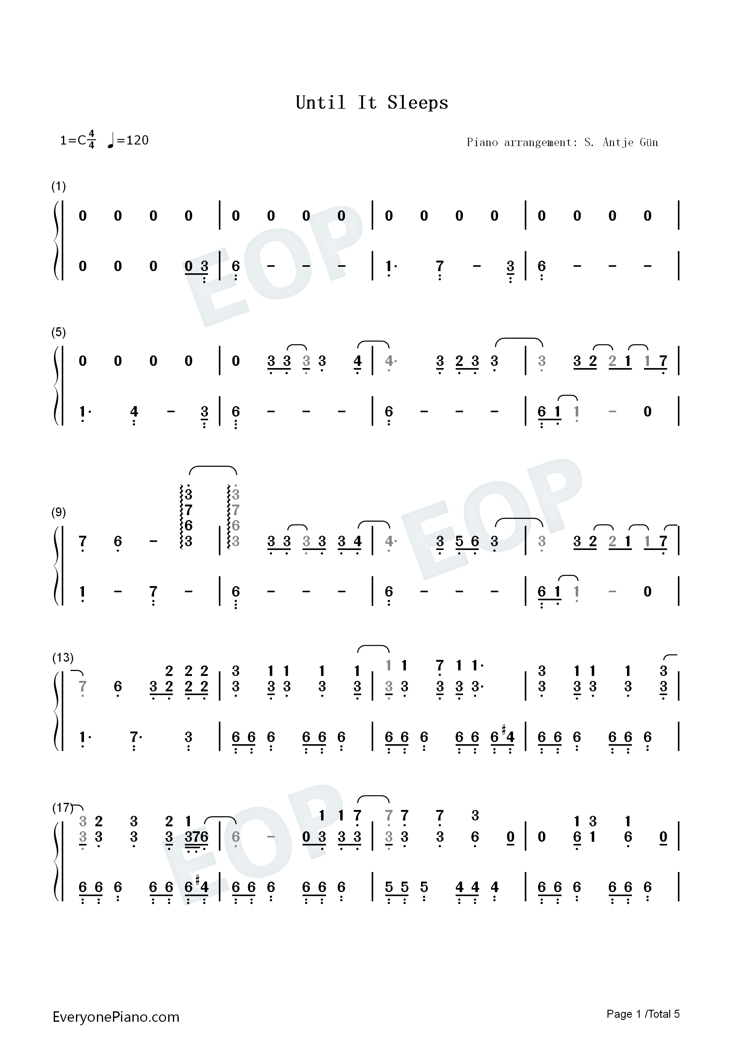 Until_It_Sleeps钢琴简谱_Metallica演唱