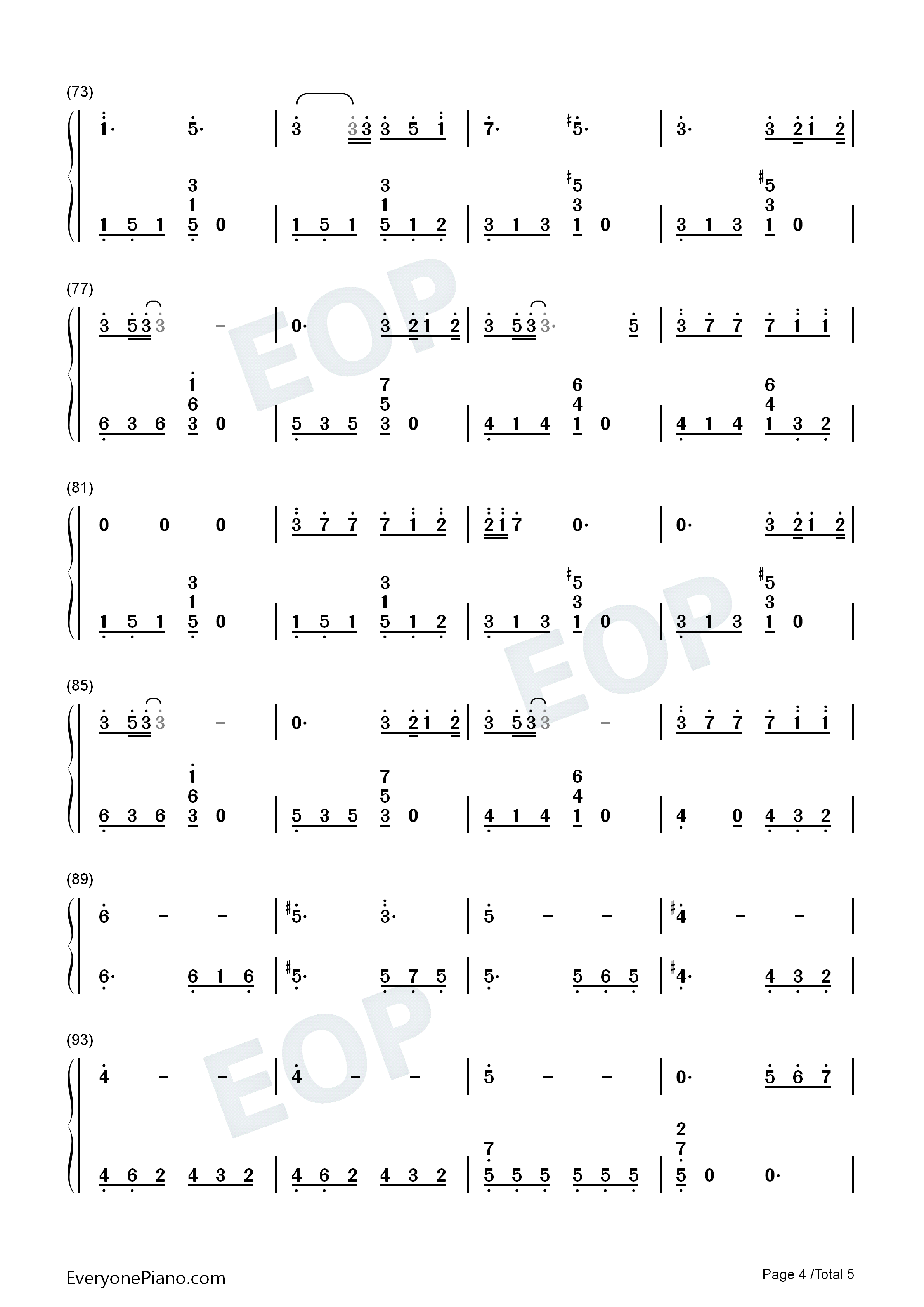 The_Best_For_You钢琴简谱_欧阳娜娜演唱