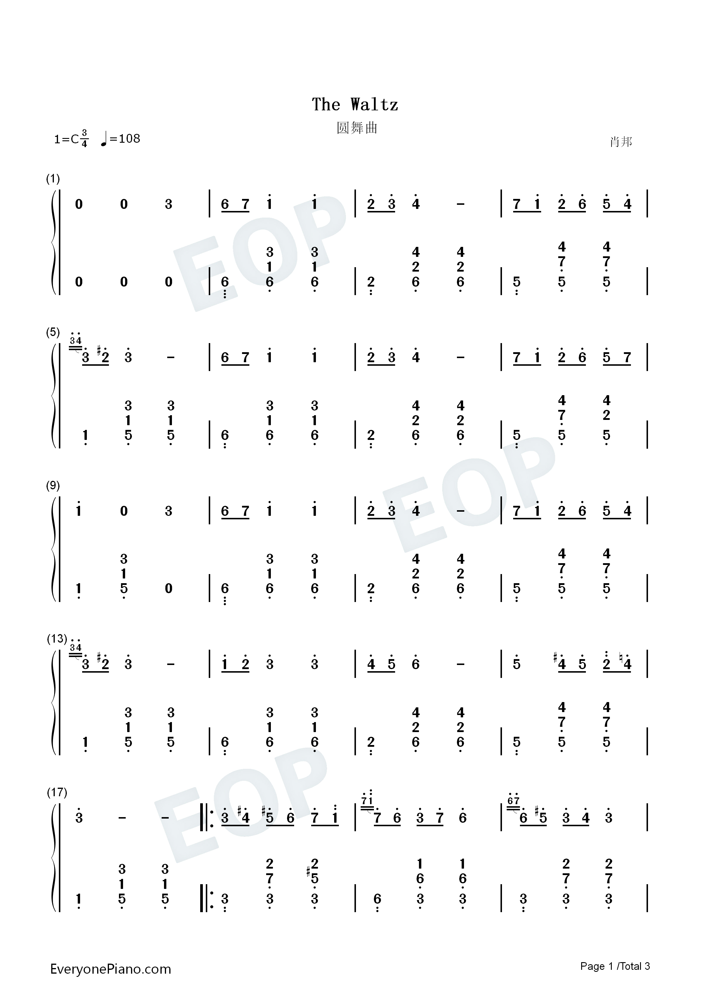 圆舞曲钢琴简谱_肖邦__Chopin演唱