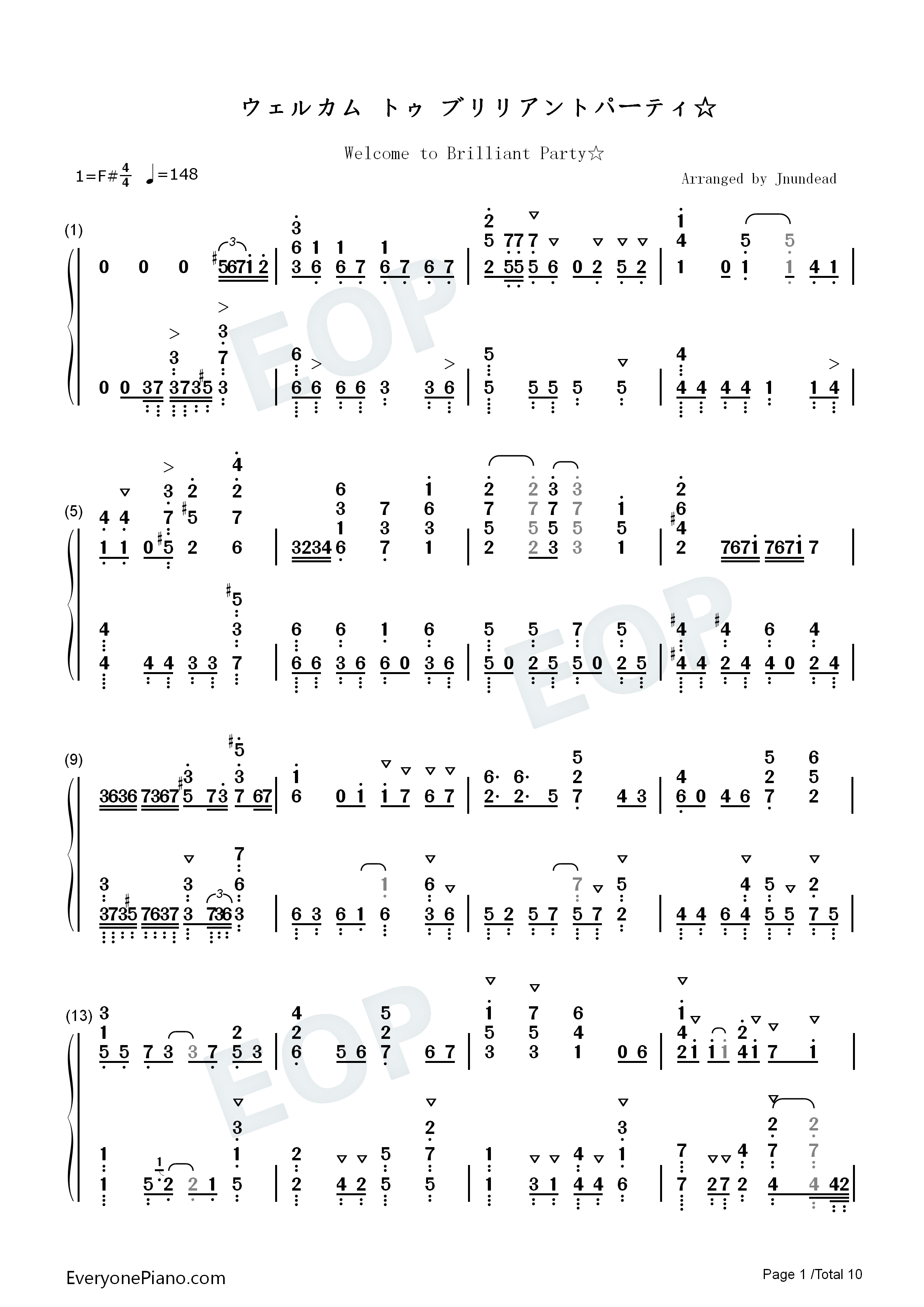 ウェルカム_トゥ_ブリリアントパーティ钢琴简谱_上坂堇演唱