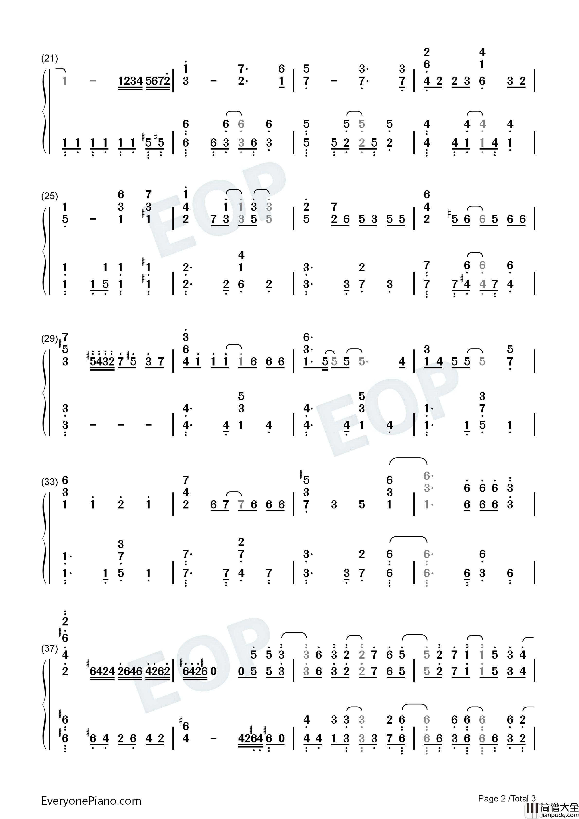 足跡钢琴简谱_The_Peggies演唱