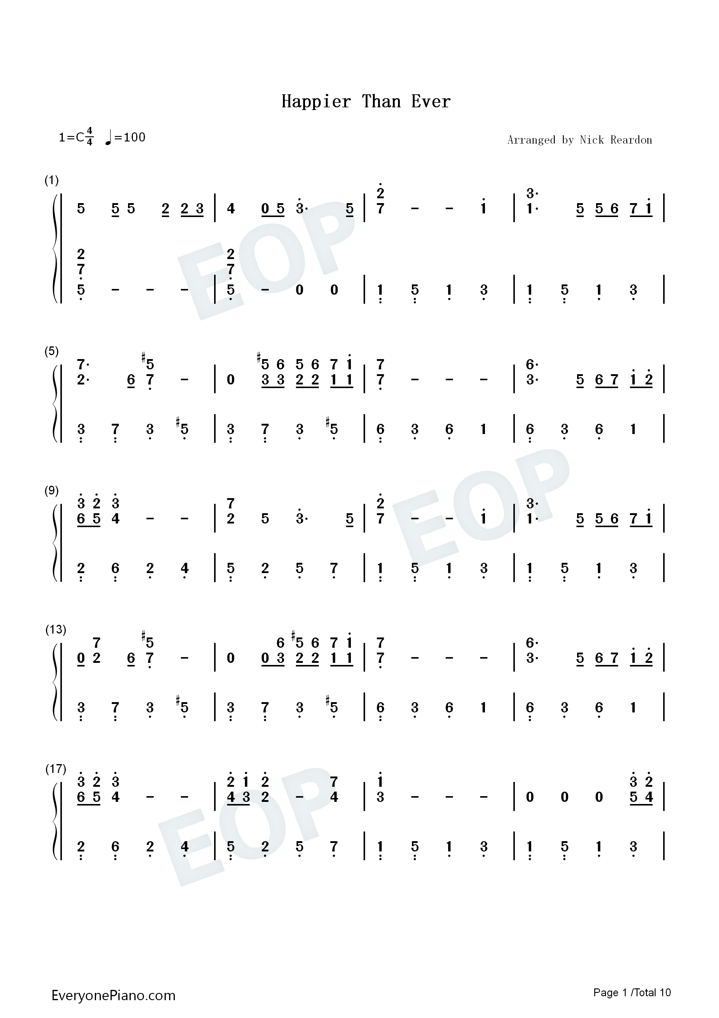 Happier_Than_Ever钢琴简谱_Billie_Eilish演唱