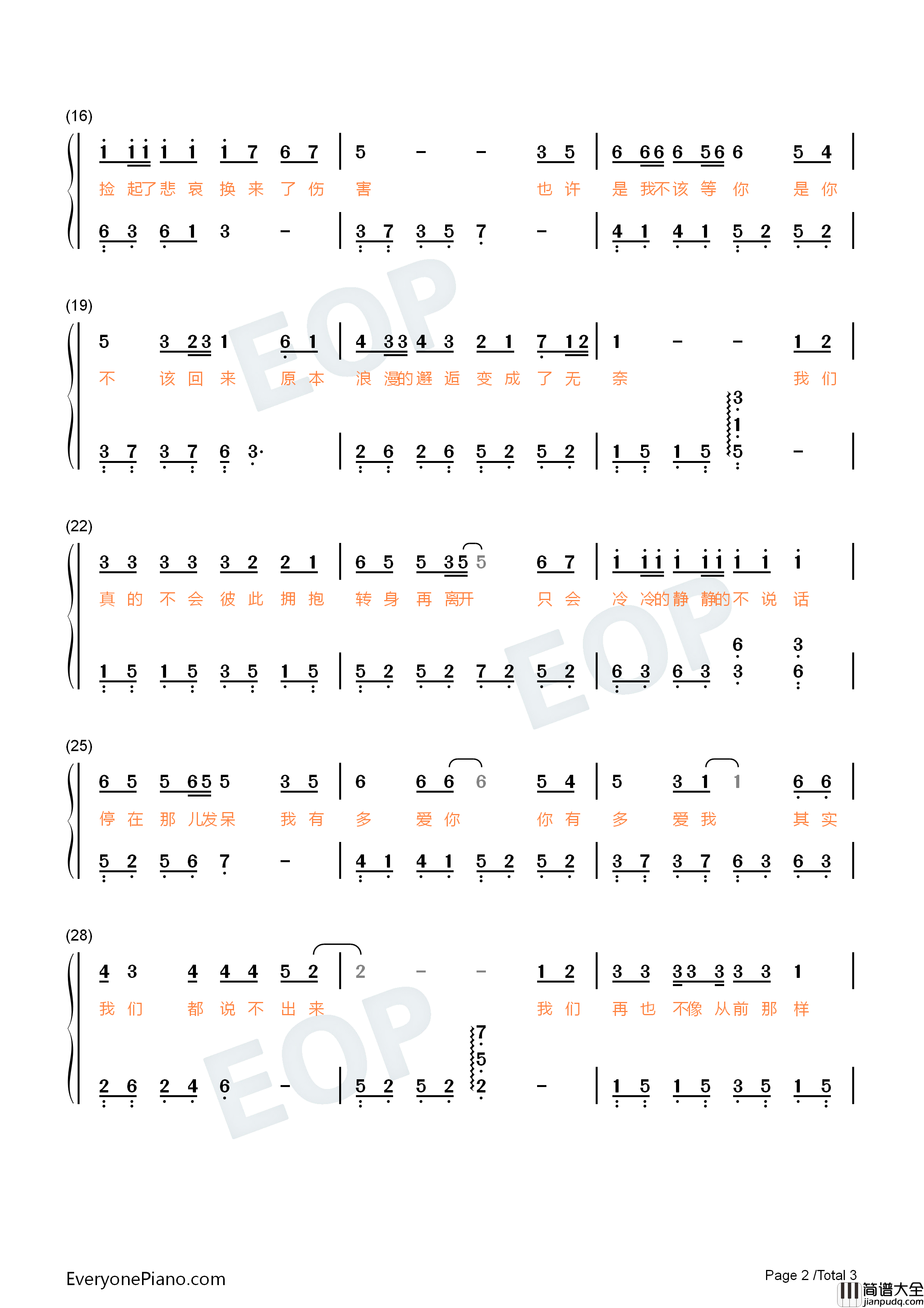 最后的人钢琴简谱_杨小壮演唱