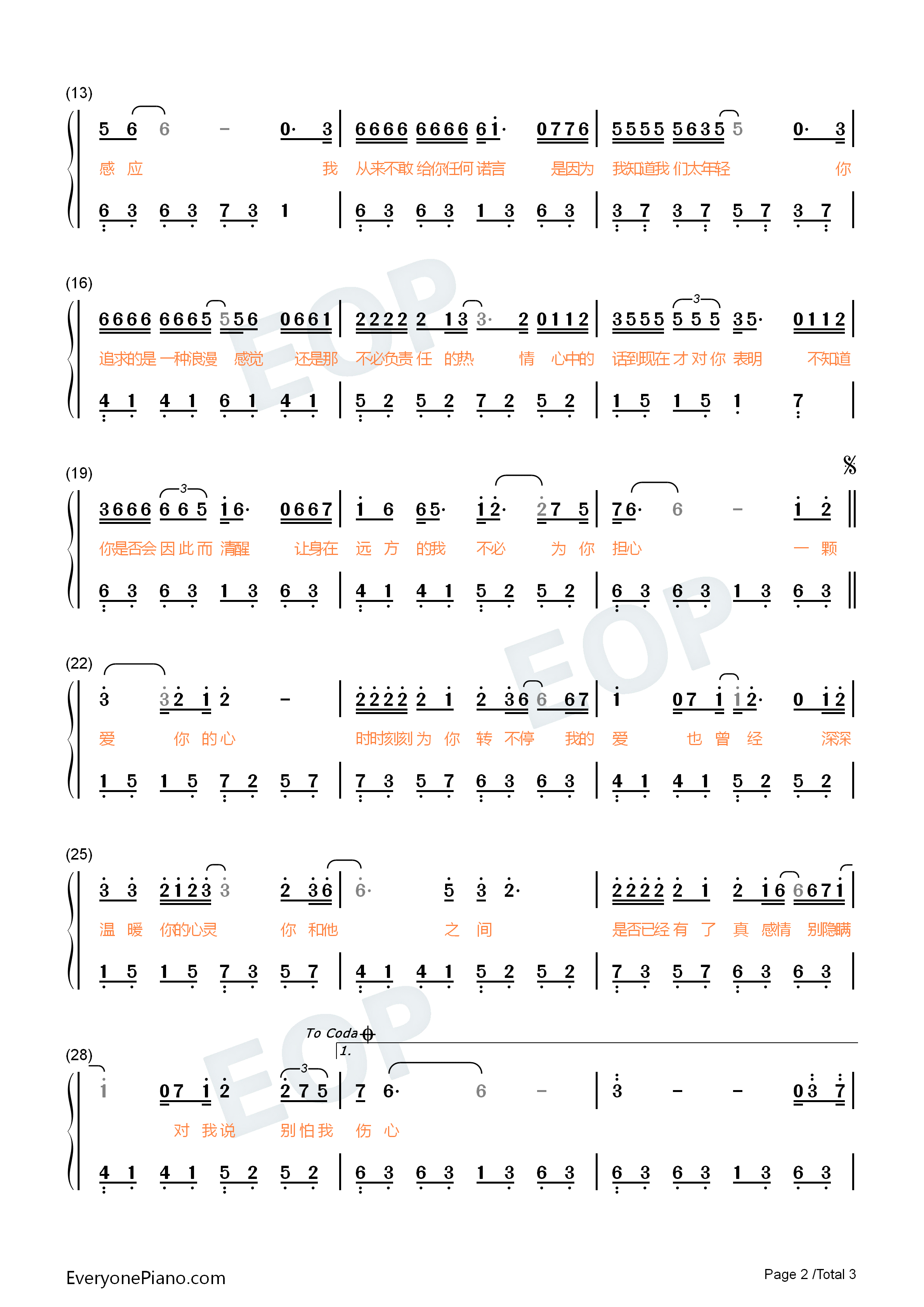 别怕我伤心钢琴简谱_张信哲演唱