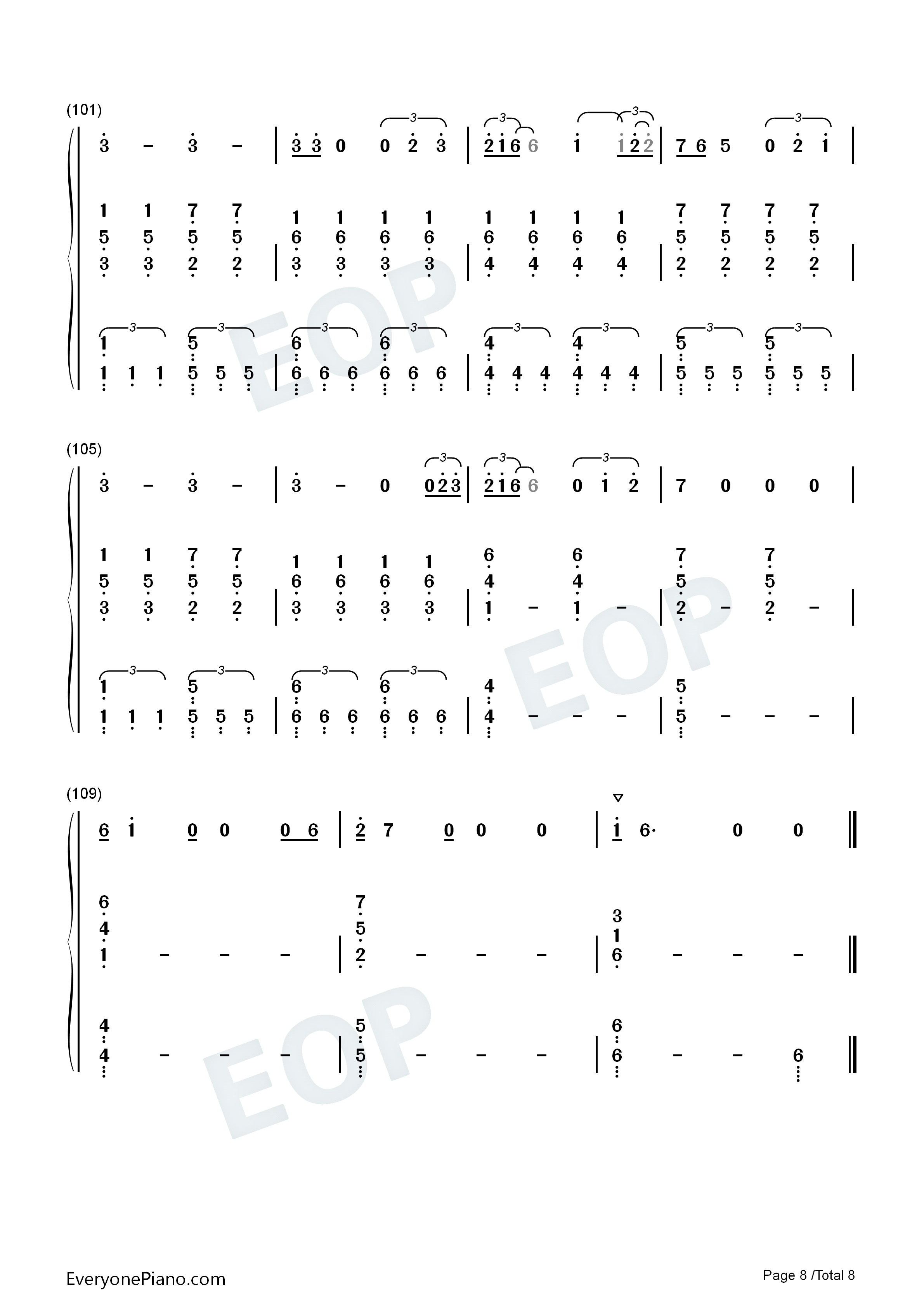 The_End_of_the_World钢琴简谱_Billie_Eilish_Rob_Dickinson演唱