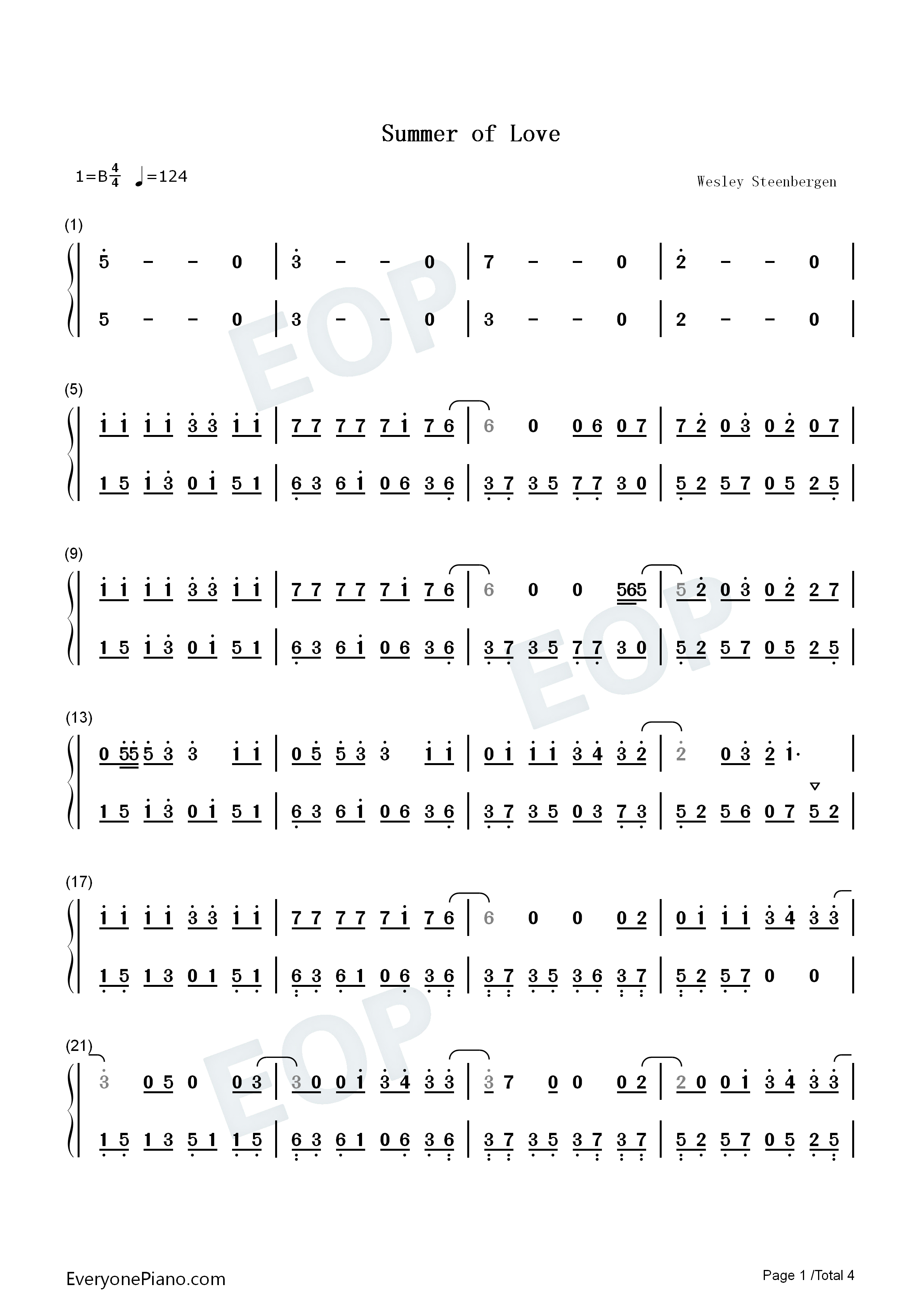 Summer_of_Love钢琴简谱_Shawn_Mendes_Tainy演唱