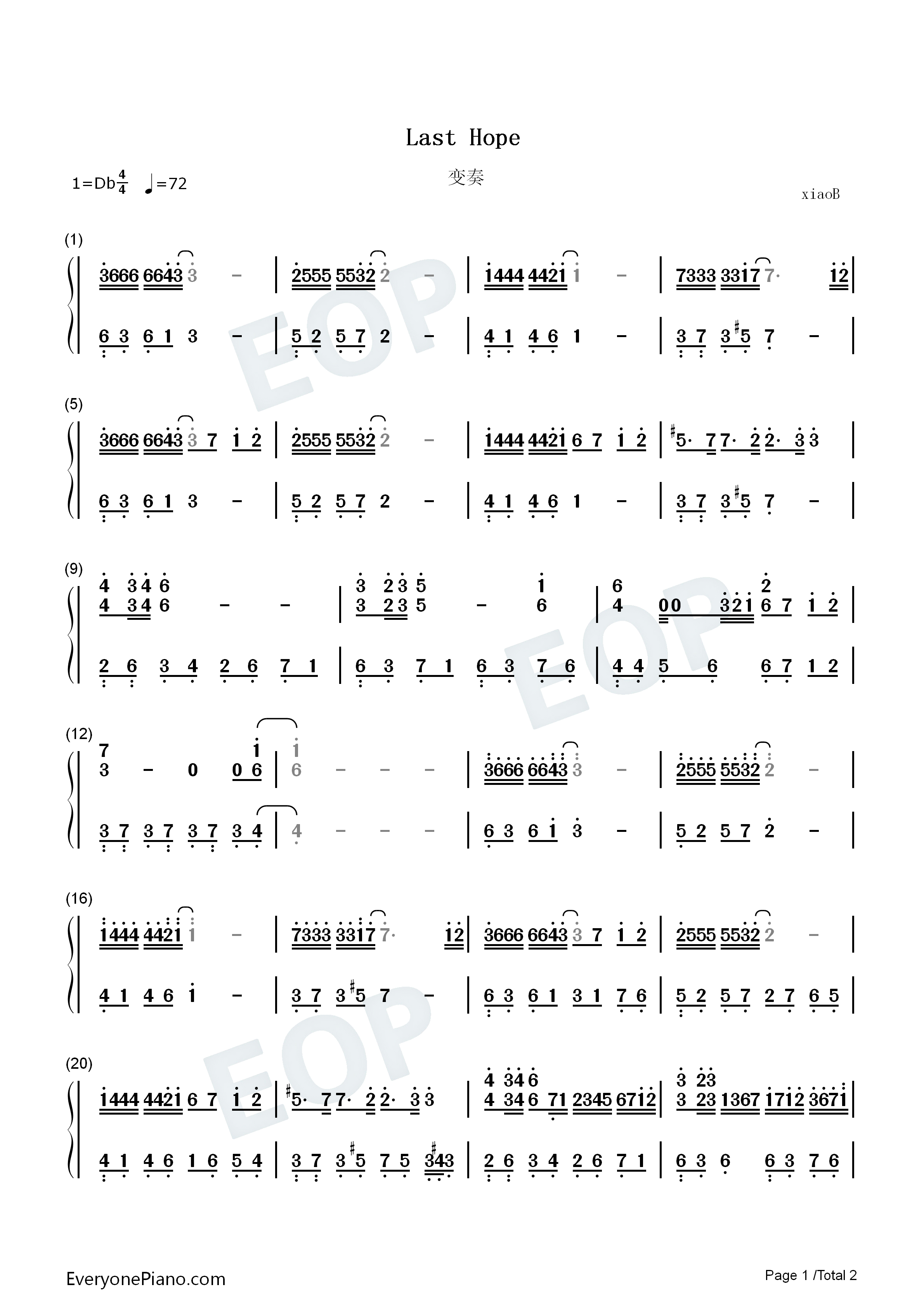 Last_Hope钢琴简谱_国吉良一演唱