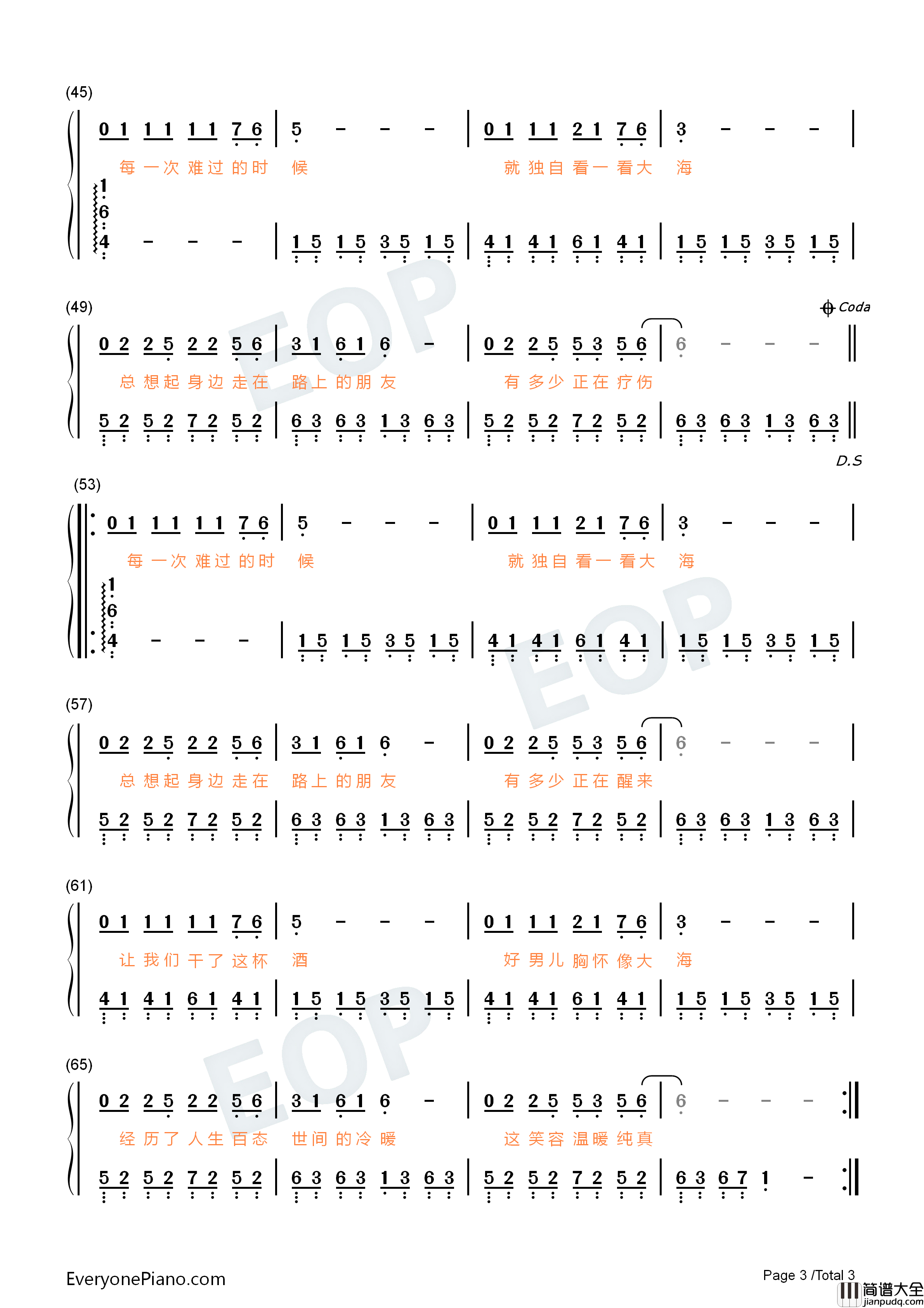 曾经的你钢琴简谱_许巍演唱