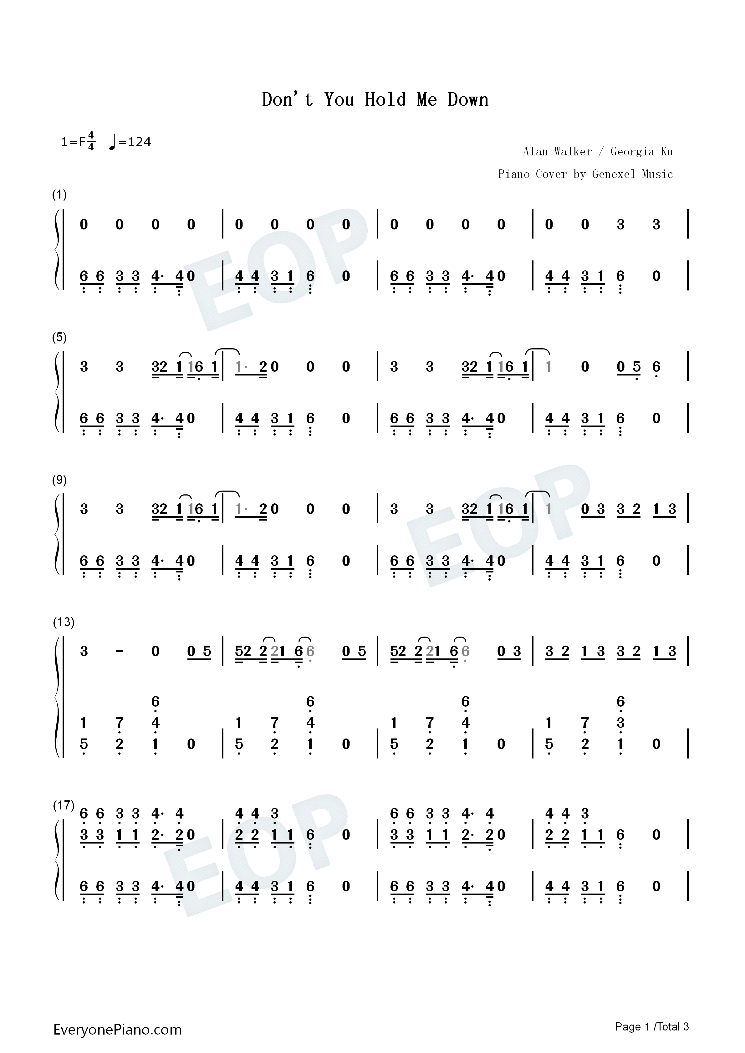 Dont_You_Hold_Me_Down钢琴简谱_Alan_Walker_Georgia_Ku演唱