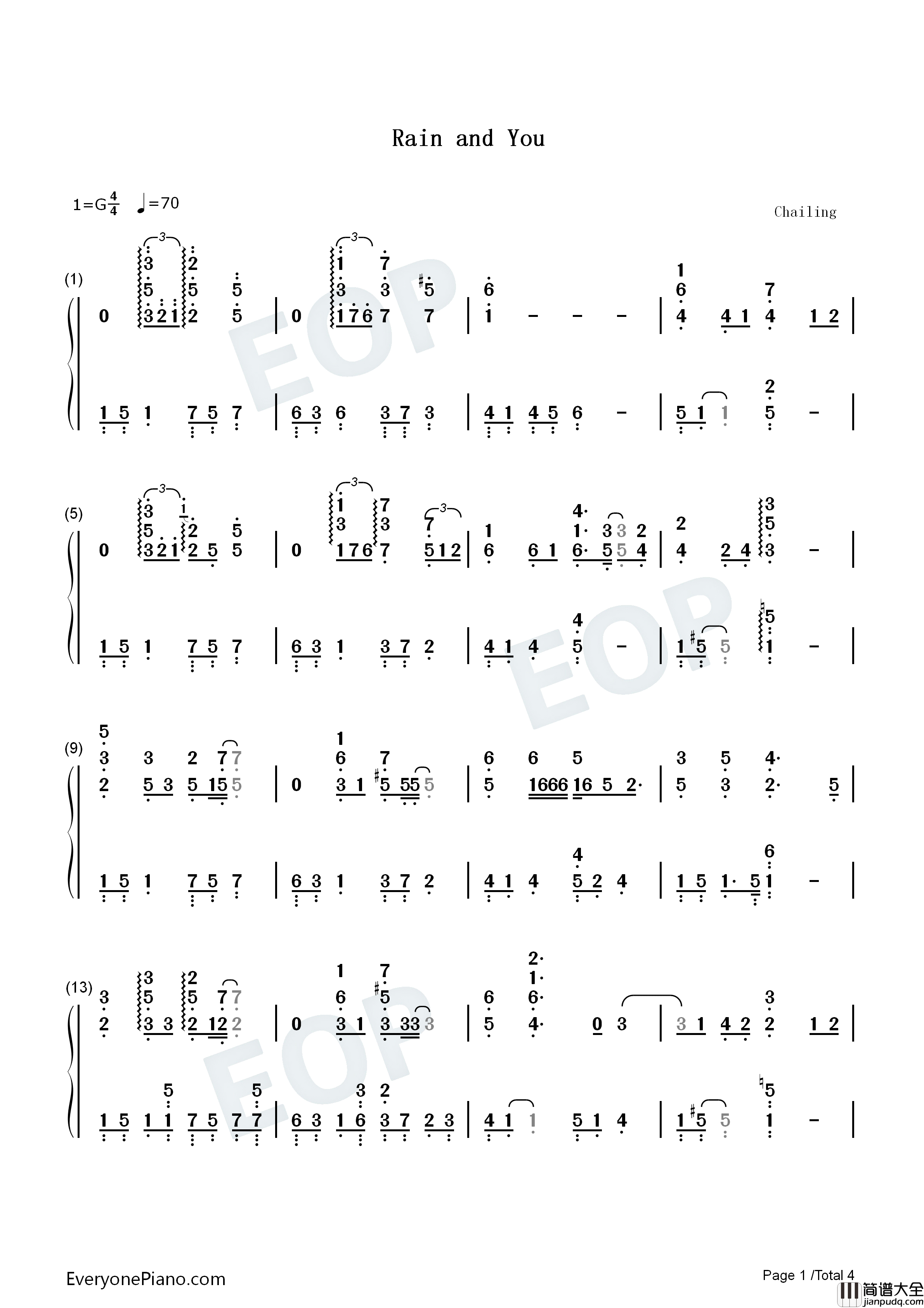 Rain_and_You钢琴简谱_李茂珍演唱