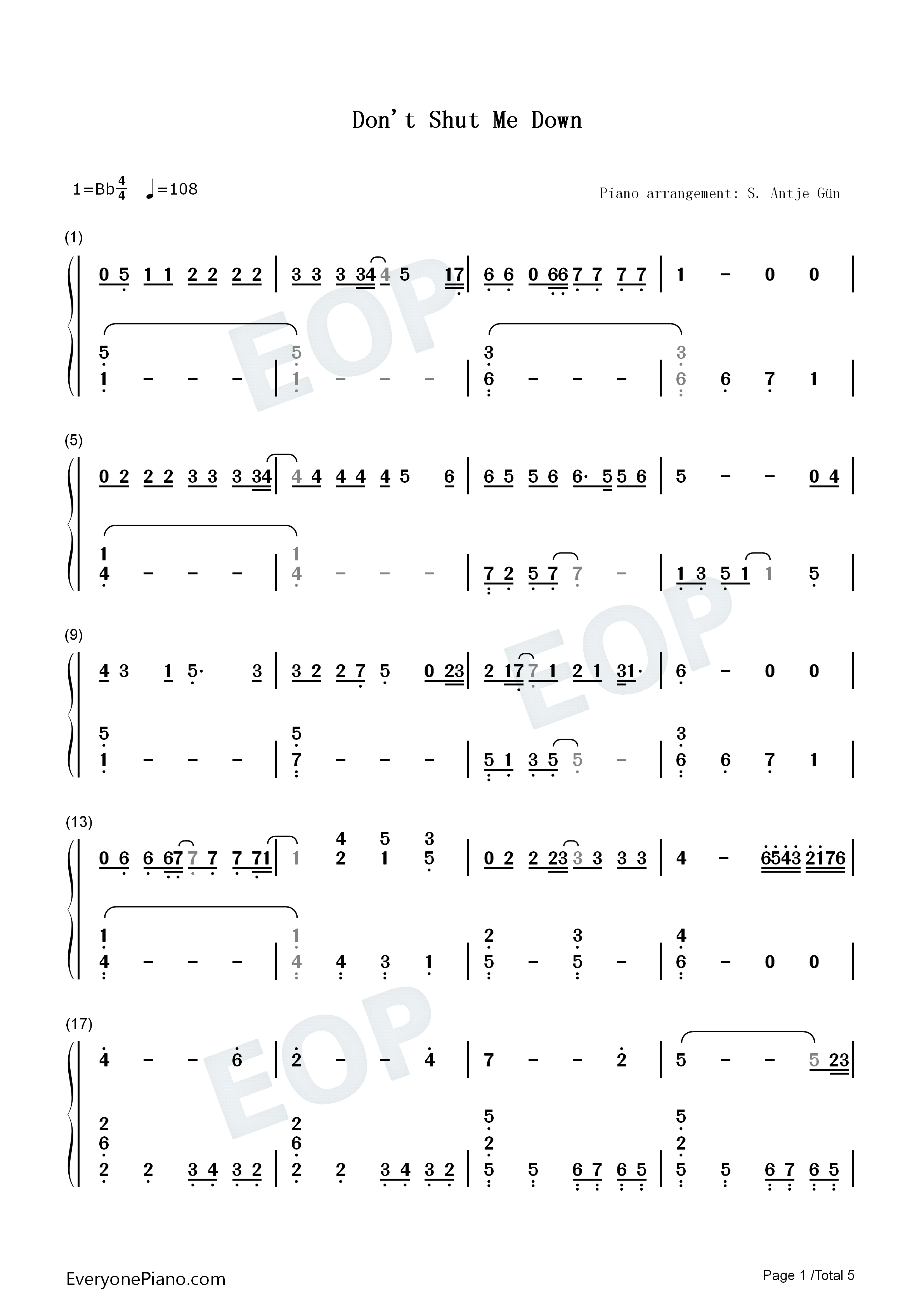 Dont_Shut_Me_Down钢琴简谱_ABBA演唱