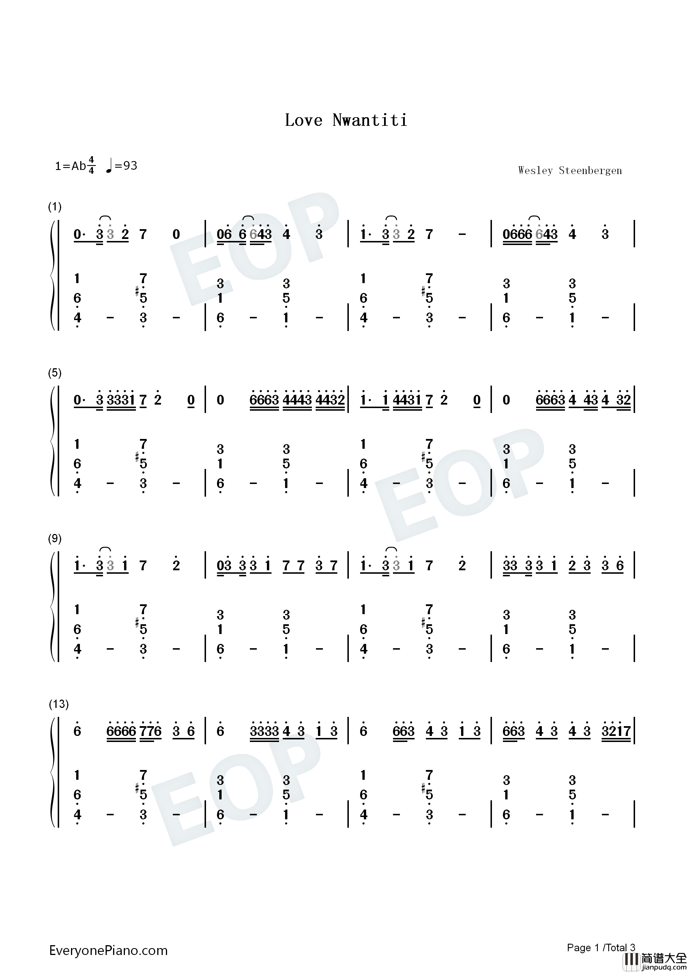 Love_Nwantiti钢琴简谱_CKay演唱