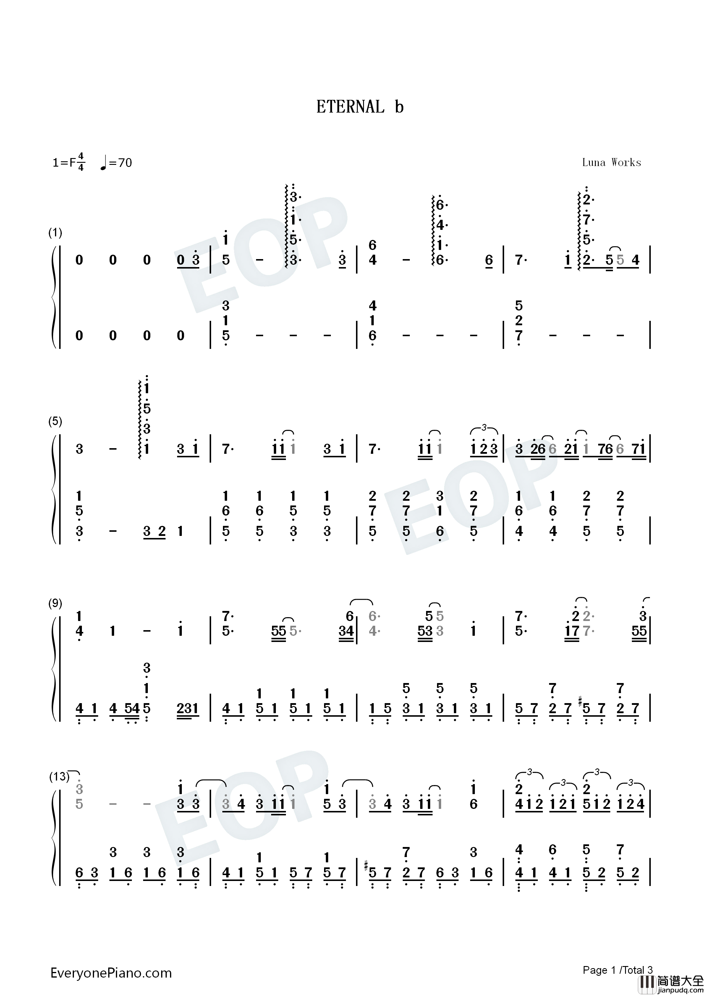 ETERNAL♭钢琴简谱_安野希世乃演唱